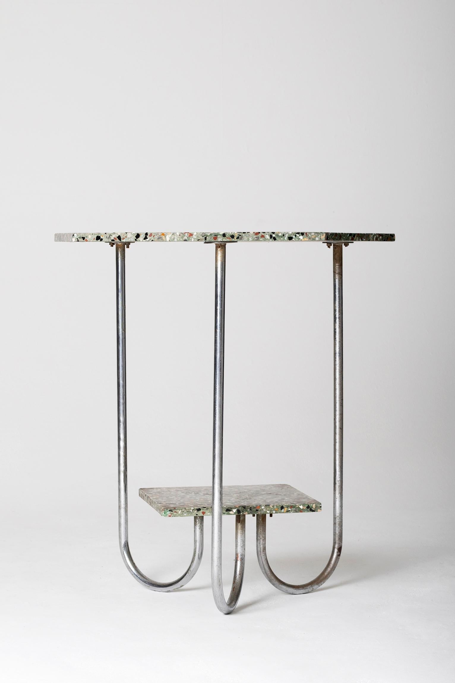 Modernist Terrazzo and Chrome Octagonal Table In Good Condition In London, GB