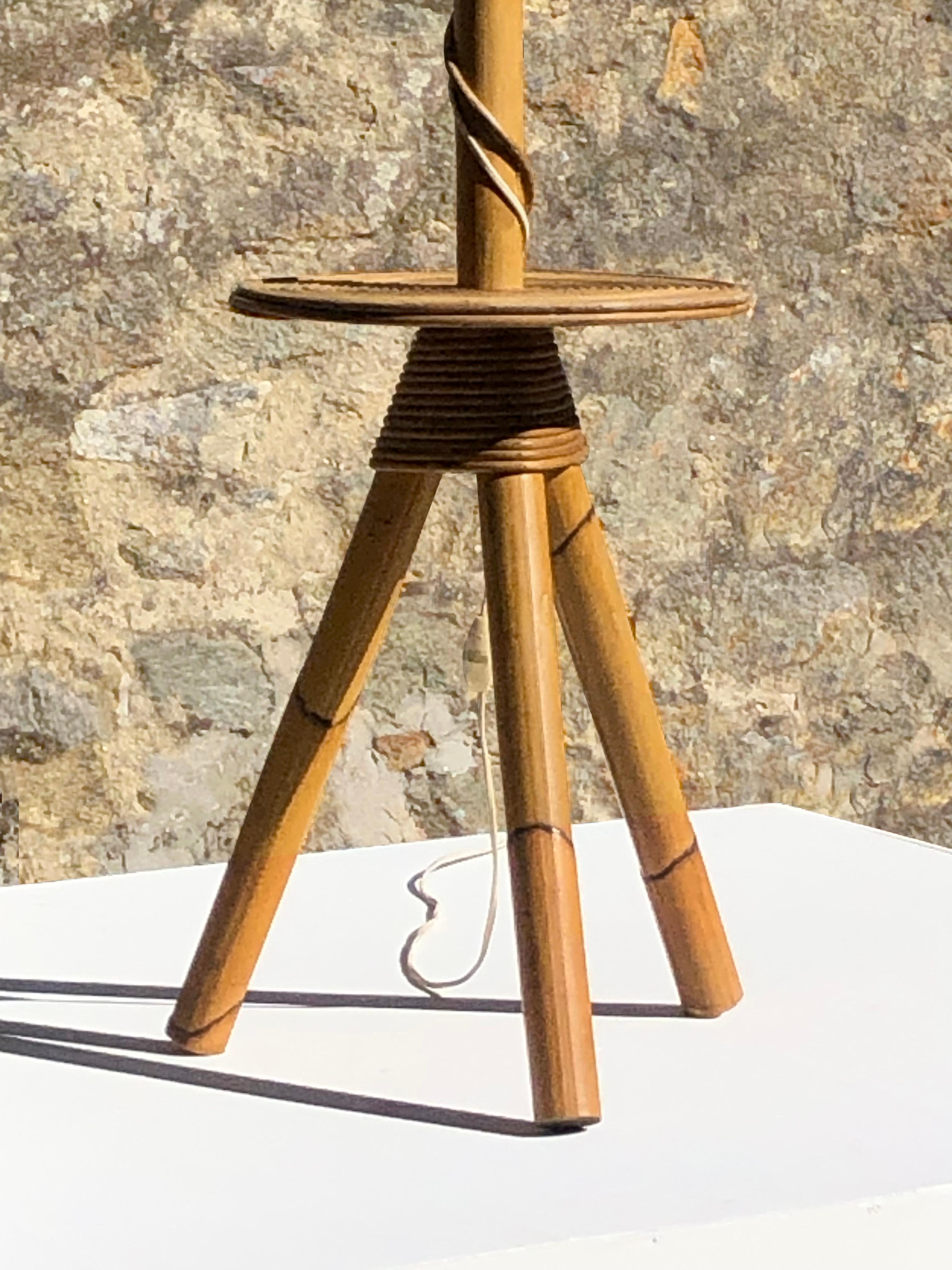A MID-CENTURY-MODERN MODERNIST Tripod Floor Lamp, by AUDOUX-MINNET, France 1950 For Sale 5