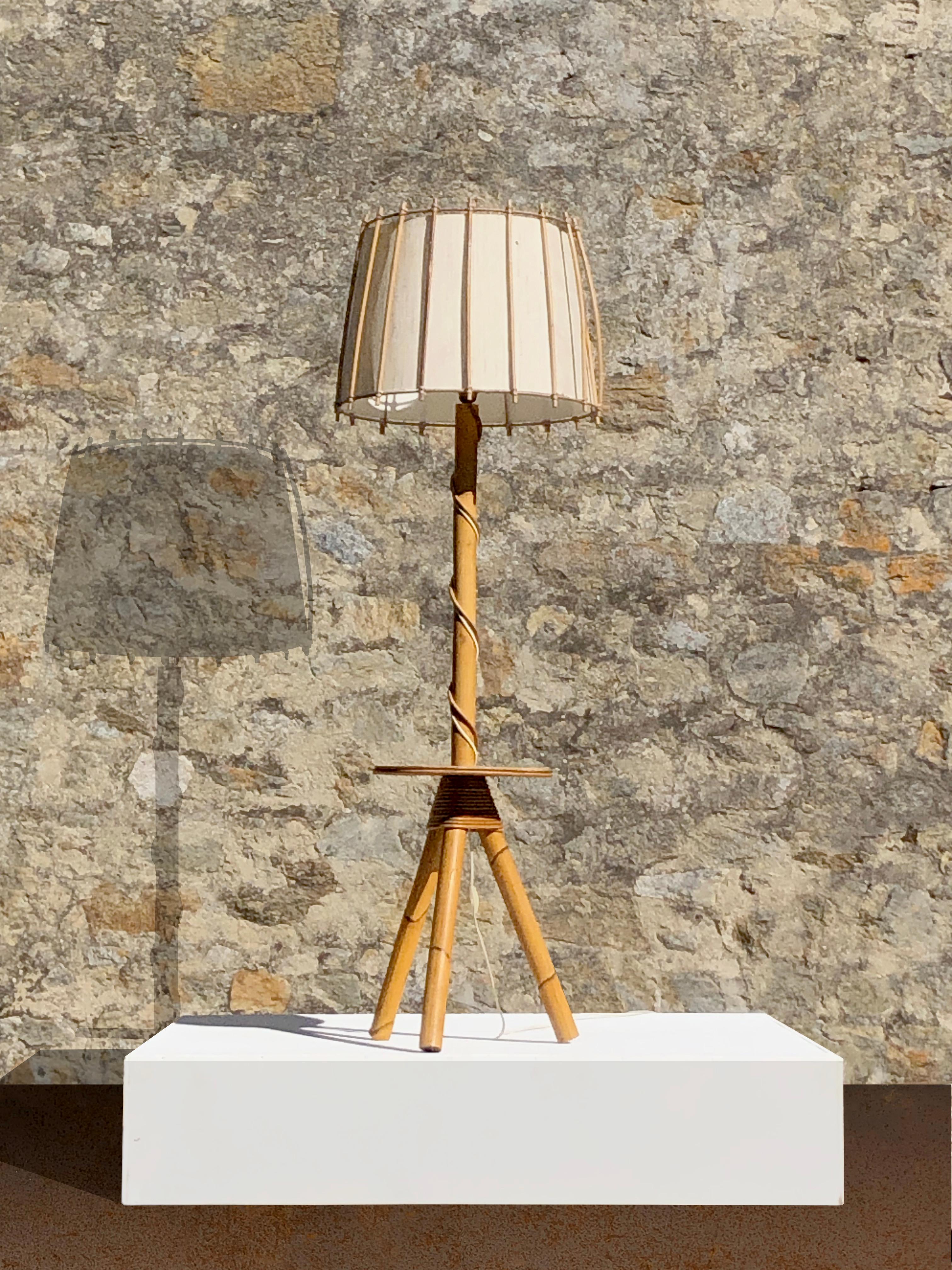 French A MID-CENTURY-MODERN MODERNIST Tripod Floor Lamp, by AUDOUX-MINNET, France 1950 For Sale