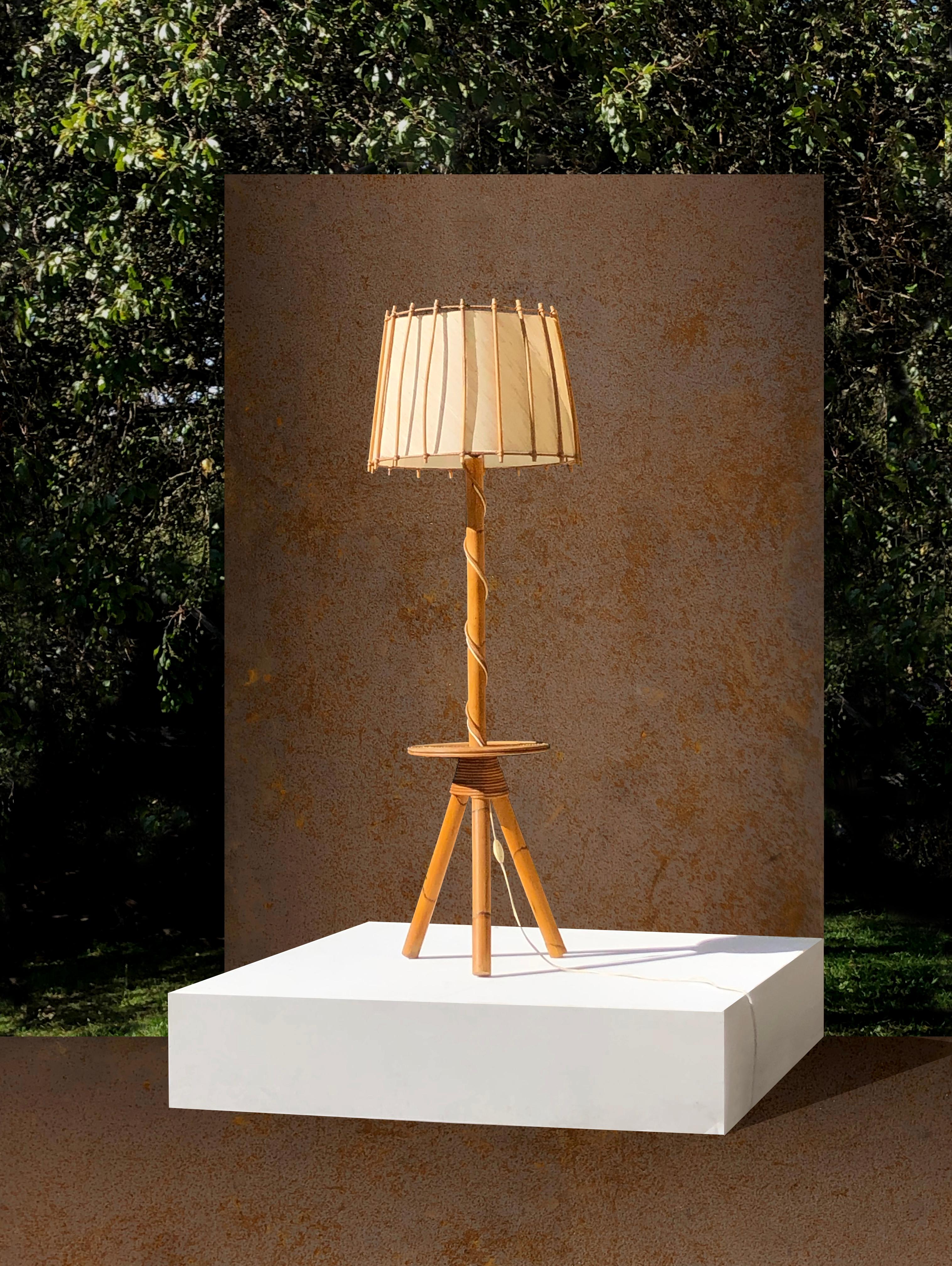 A MID-CENTURY-MODERN MODERNIST Tripod Floor Lamp, by AUDOUX-MINNET, France 1950 For Sale 2
