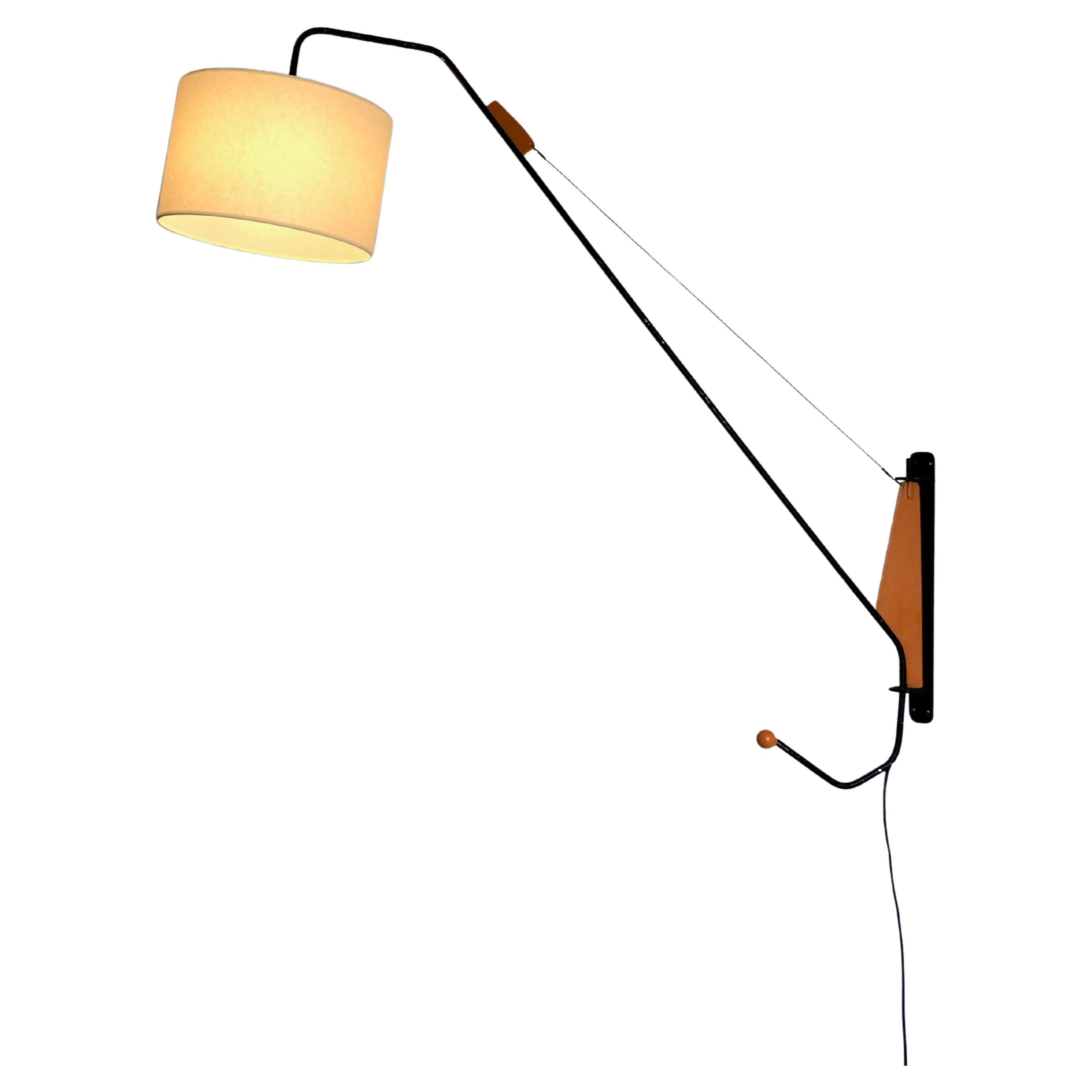 MODERNIST Wandapplikationsarm LAMP im Stil von JEAN PROUVE, Frankreich 1950