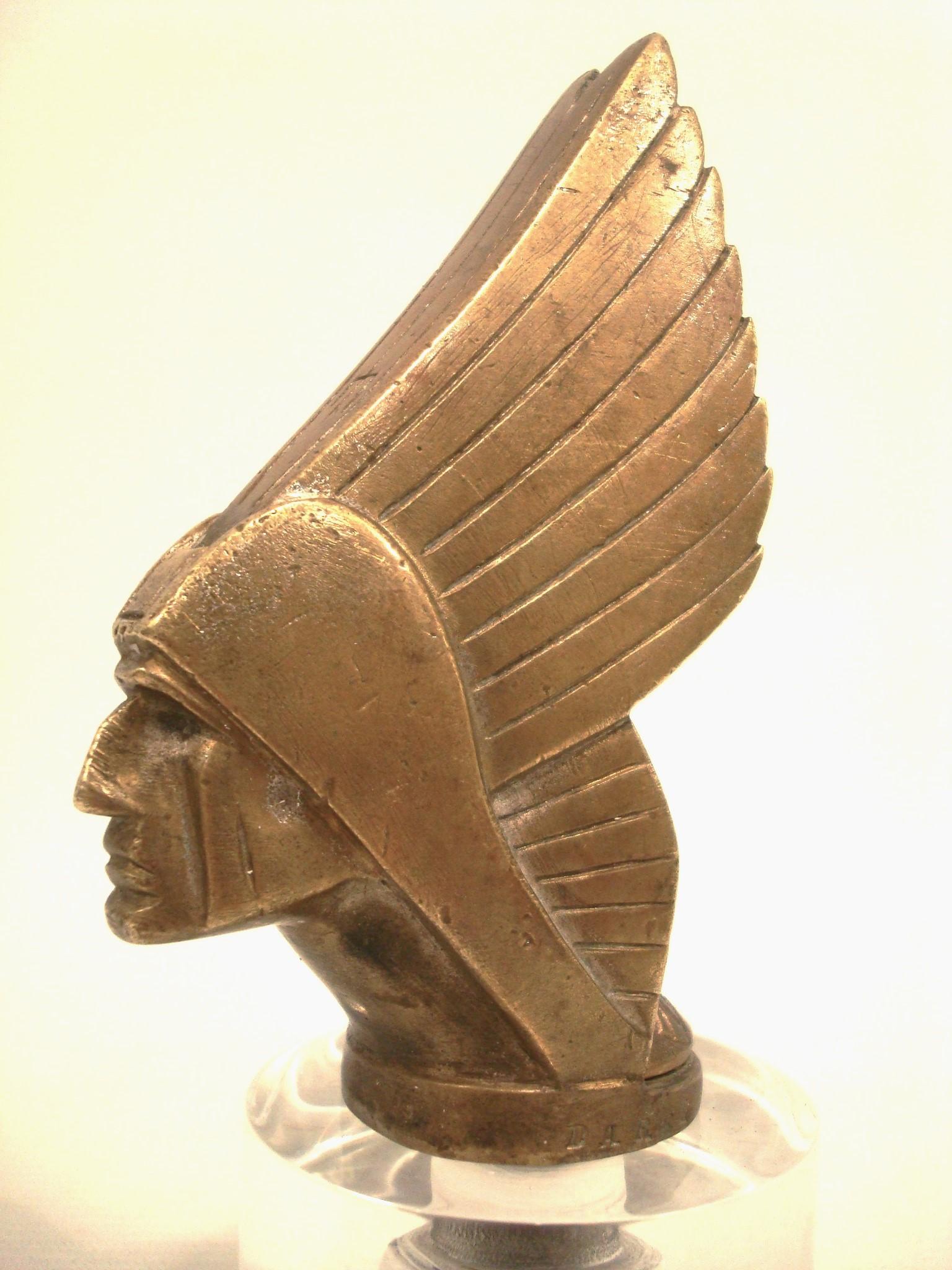 Art Deco A 'Mohican' Car mascot / Hood Ornament by DAREL, circa 1930s
