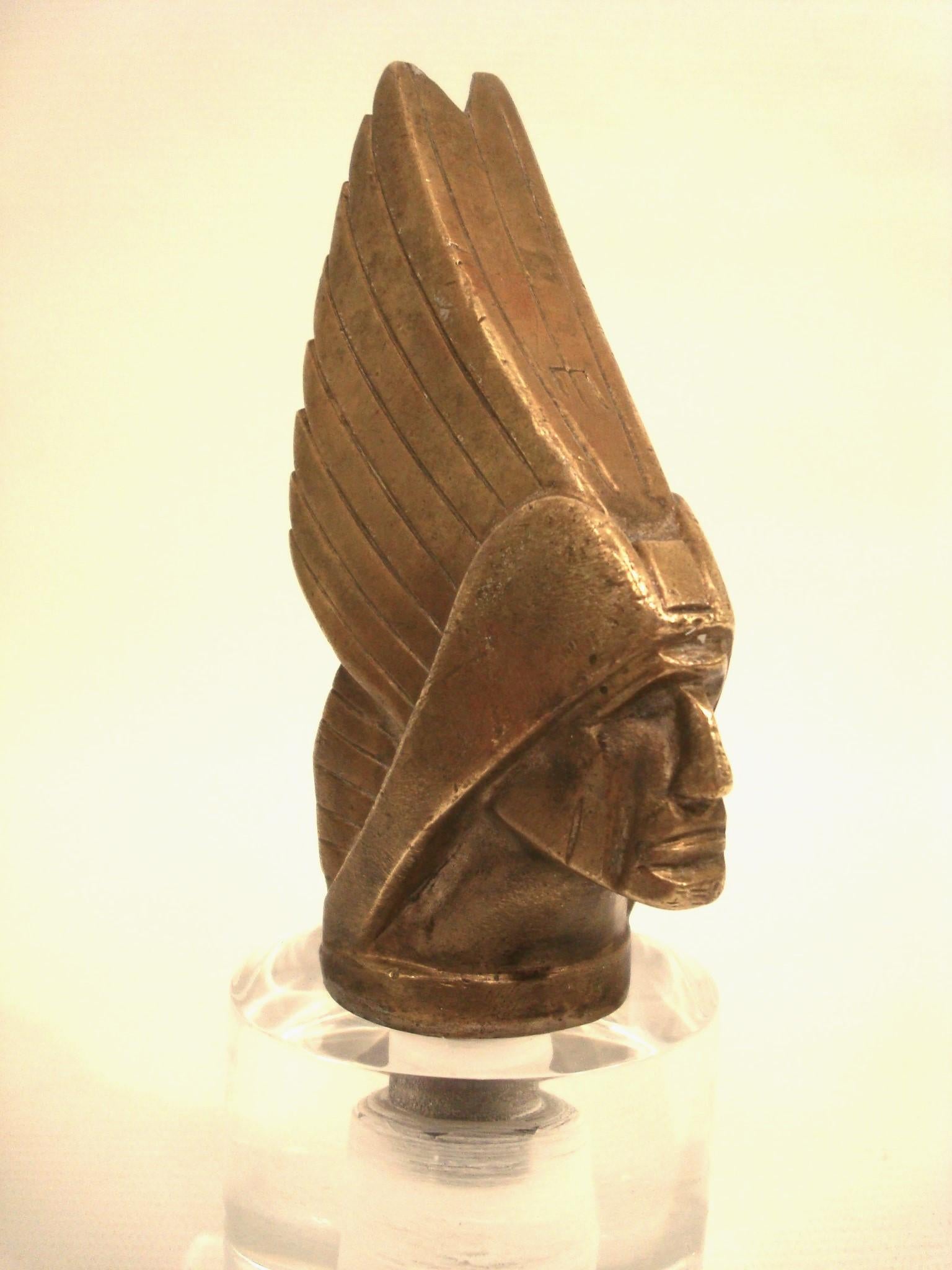 Bronze A 'Mohican' Car mascot / Hood Ornament by DAREL, circa 1930s