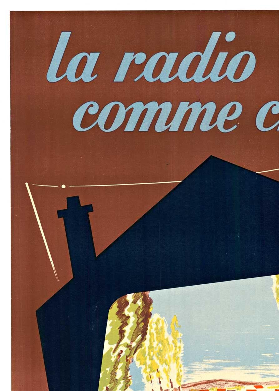 Original SEDUCTION AUTOMATIQUE - póster francés vintage de la radio de los coches antiguos  lino - Print de A. Molusson