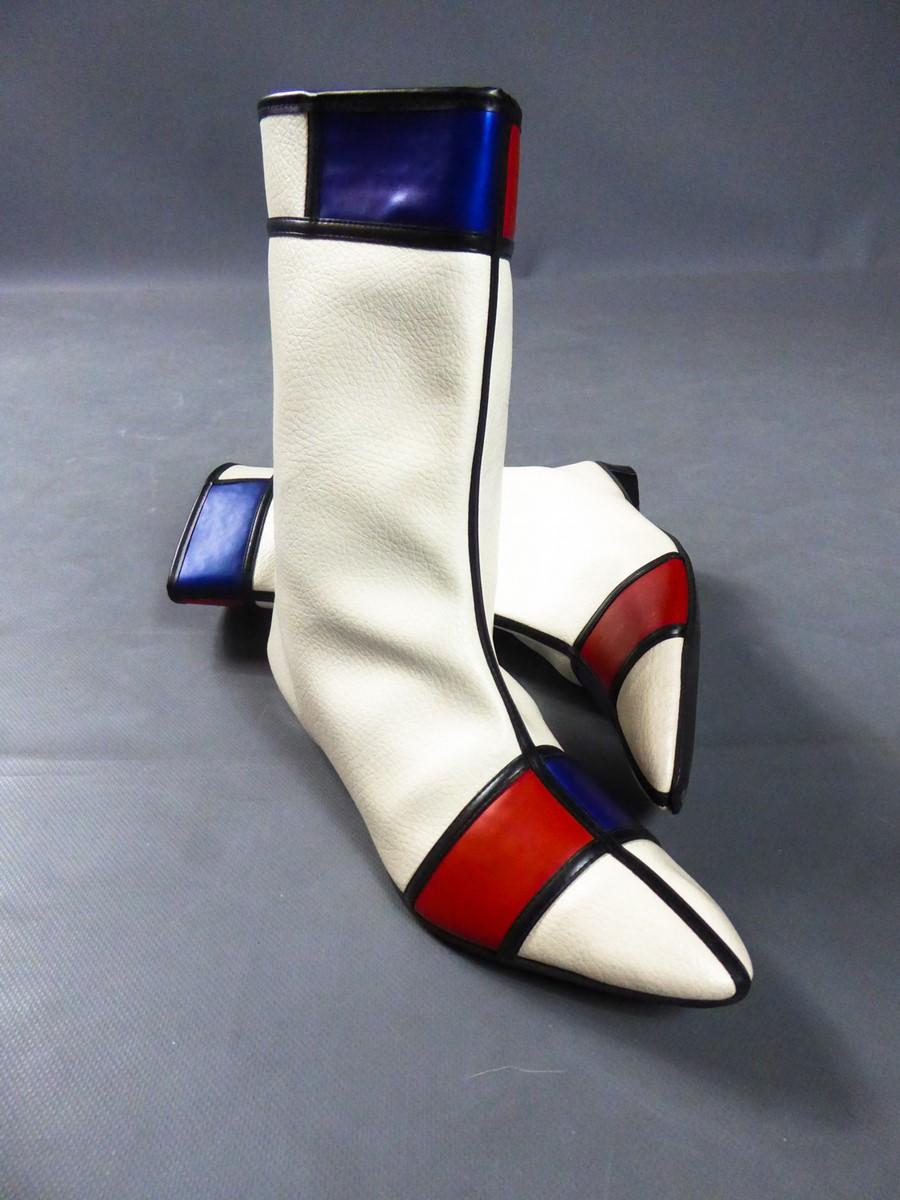 A Mondrian/Saint Laurent Inspiration Vinyl Boots  Circa 1968 4