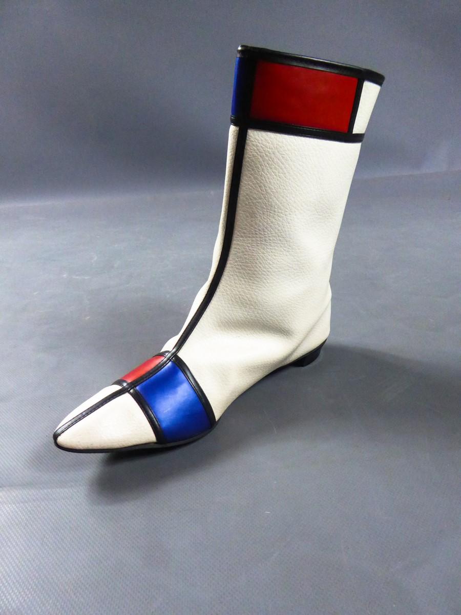 Beige A Mondrian/Saint Laurent Inspiration Vinyl Boots  Circa 1968