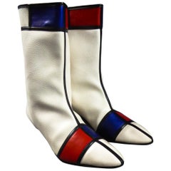 A Mondrian/Saint Laurent Inspiration Vinyl Boots  Circa 1968