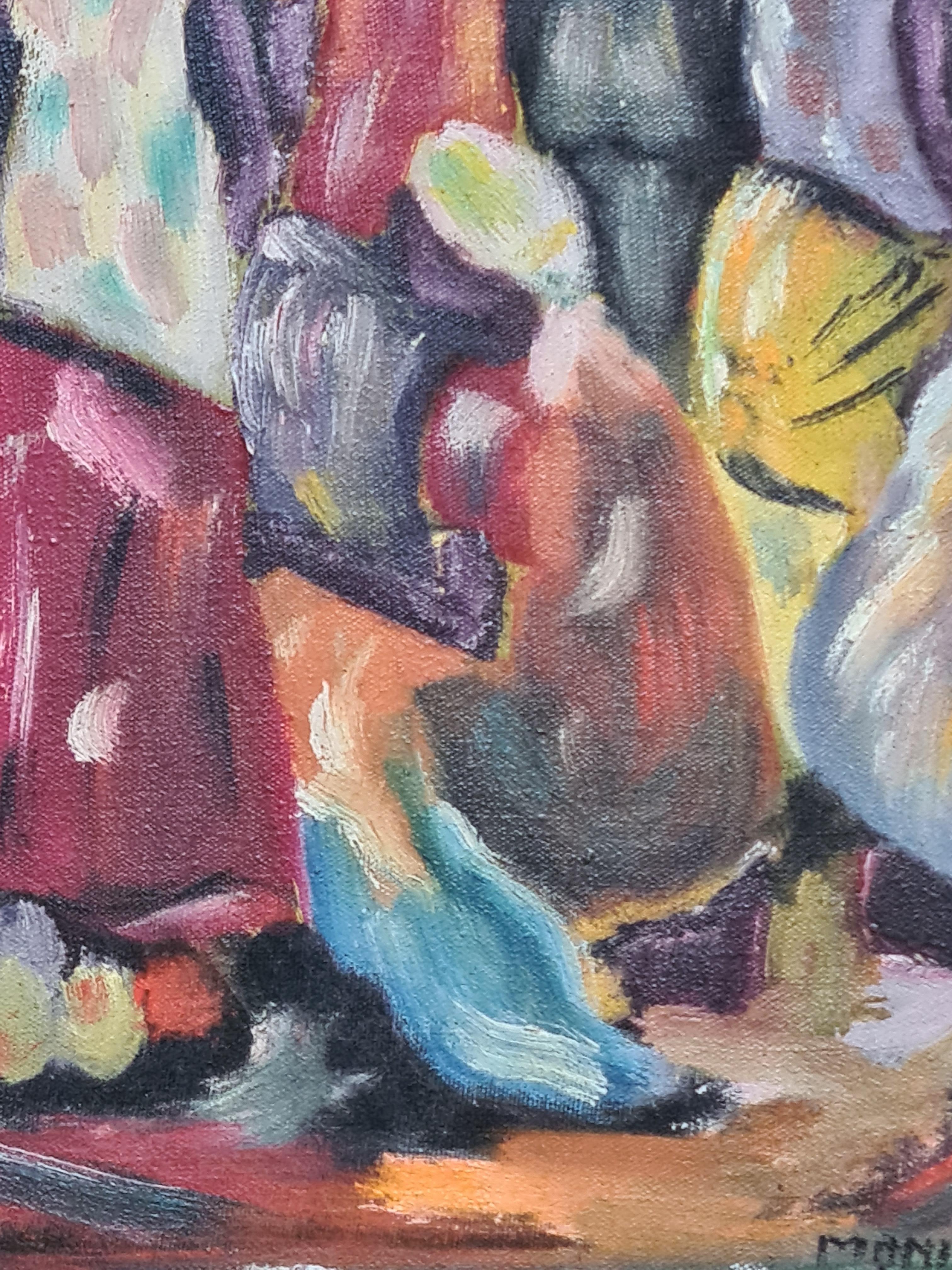 Scena di mercato colorata espressionista fauvista in vendita 5