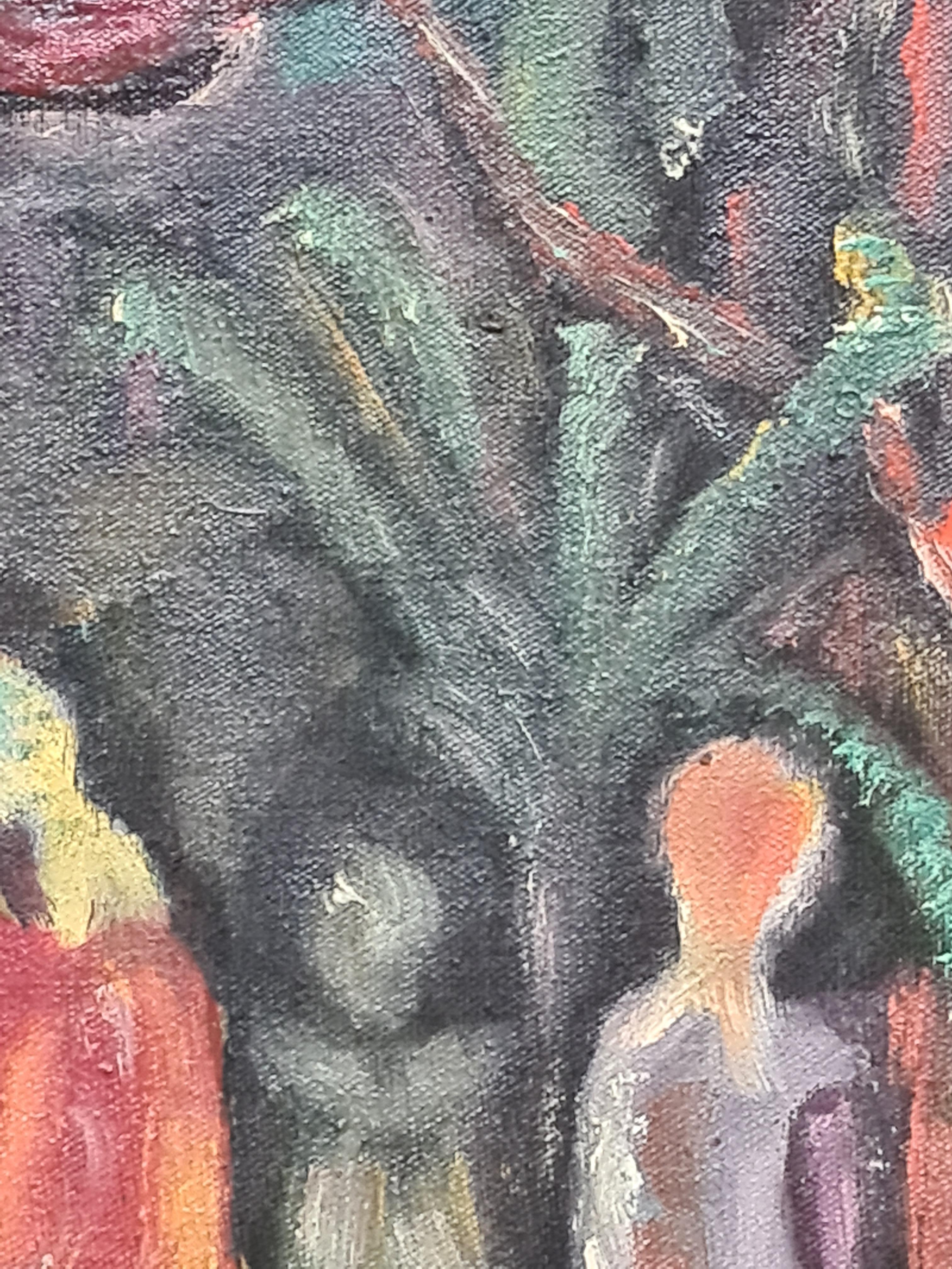 Scena di mercato colorata espressionista fauvista in vendita 1