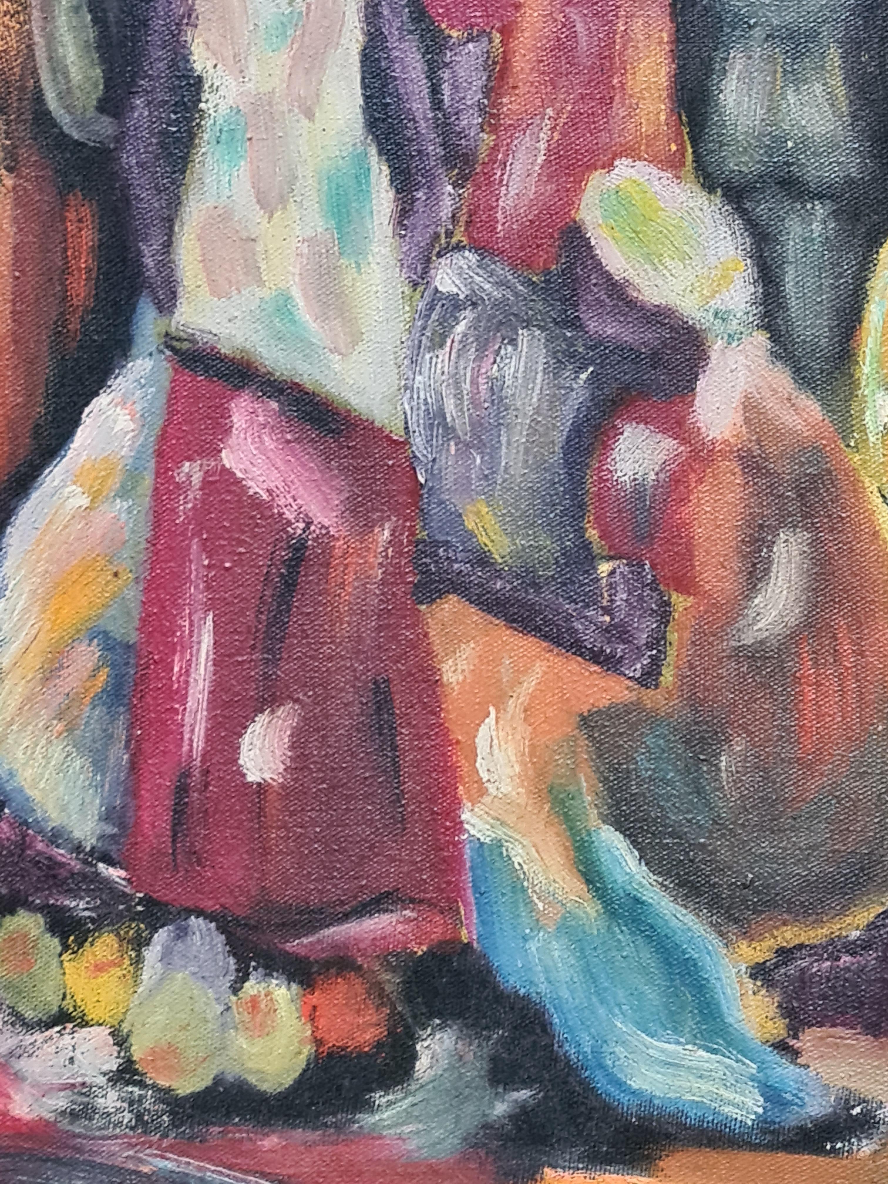 Scena di mercato colorata espressionista fauvista in vendita 4