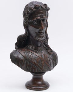 A Monumental 16th Century Renaissance Carved Oak Bust of Jesus Christ