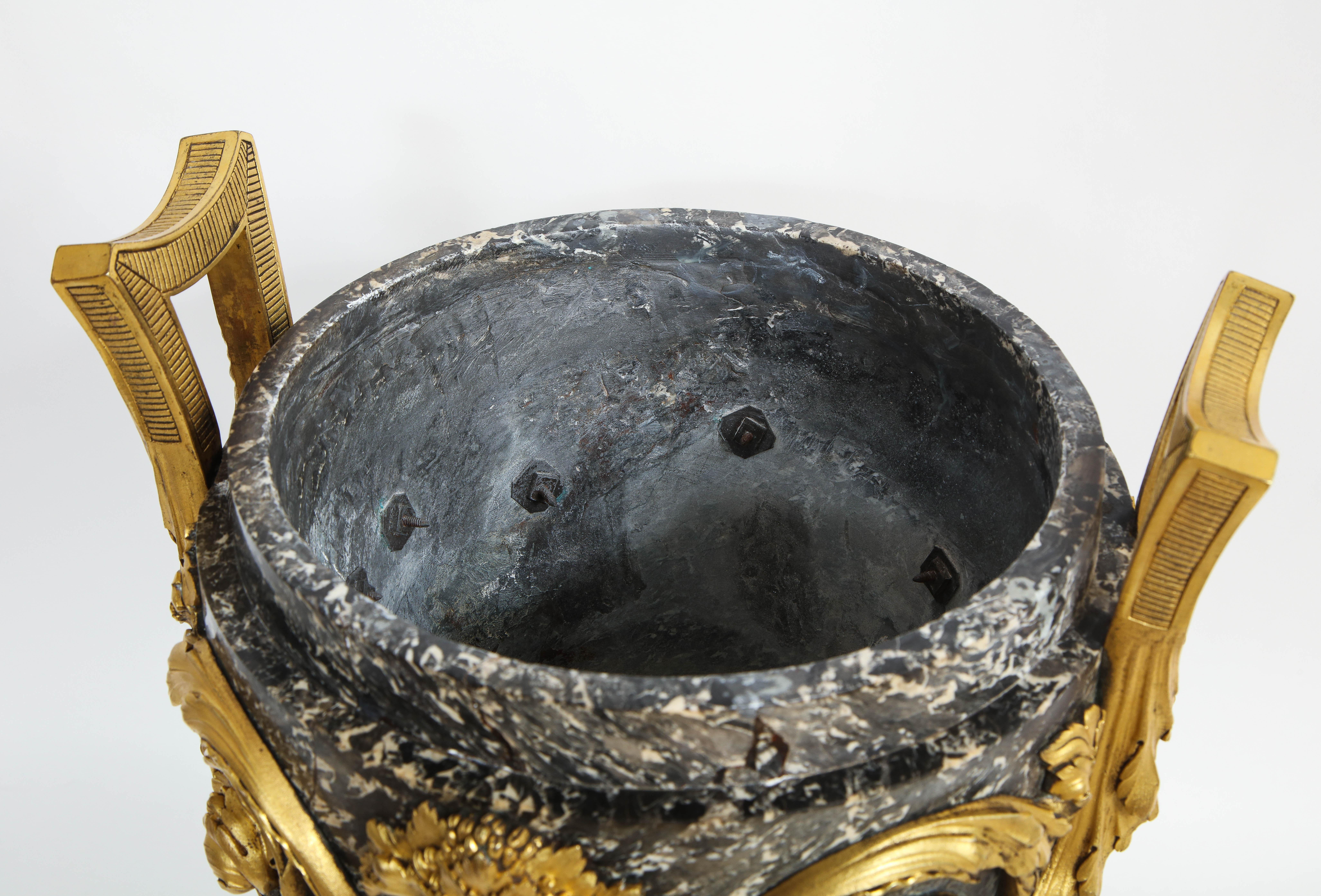 A Monumental 18/19th C. French Ormolu Mounted Grey Marble Covered Urn w/ Handles For Sale 8