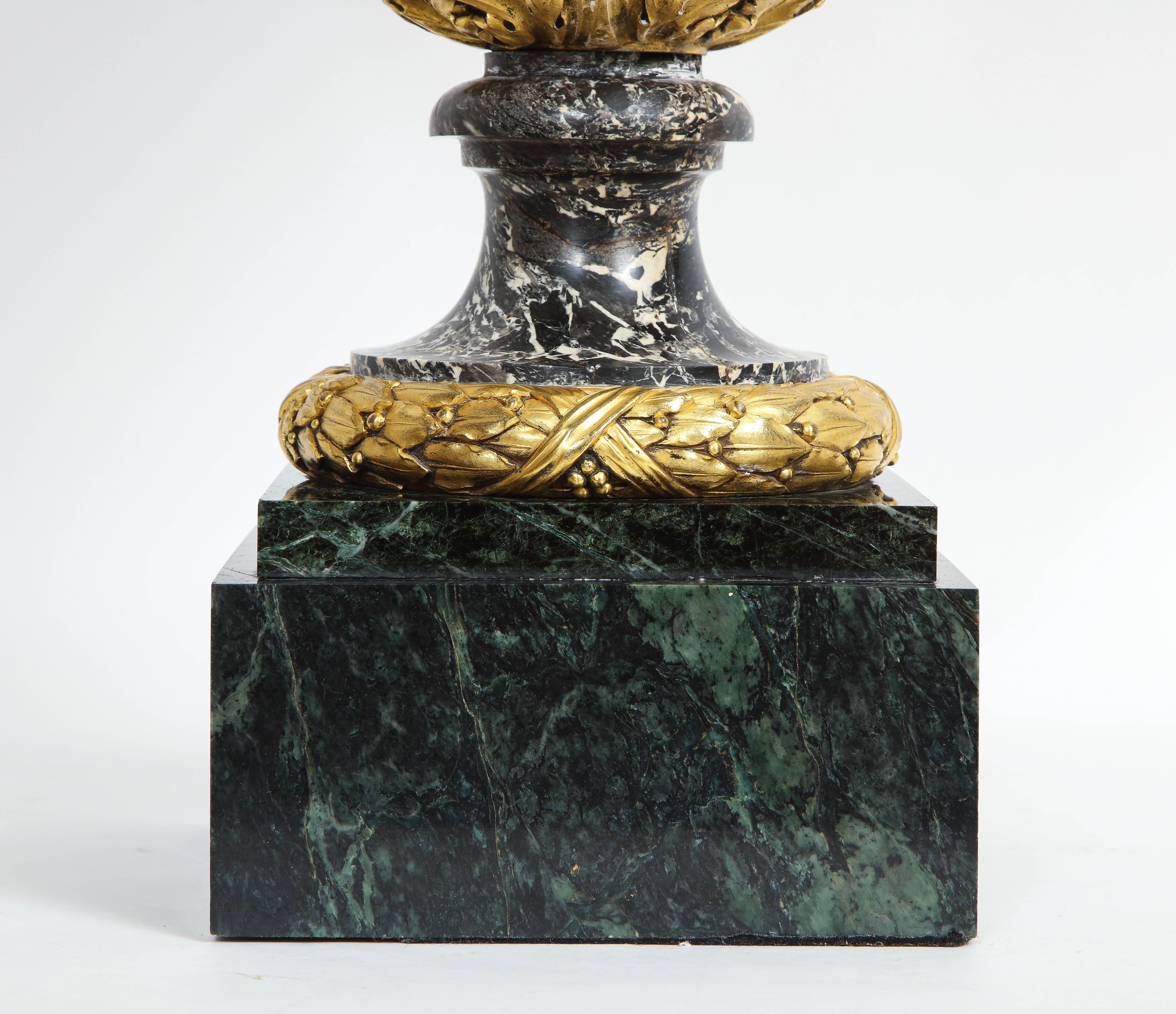 A Monumental 18/19th C. French Ormolu Mounted Grey Marble Covered Urn w/ Handles For Sale 11