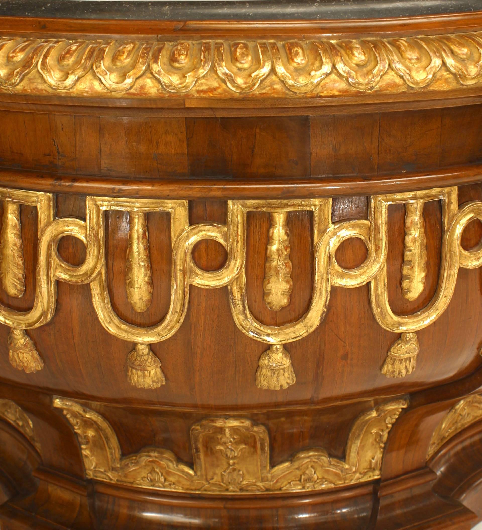 Italian Rococo Walnut Bombe Sideboard In Good Condition For Sale In New York, NY