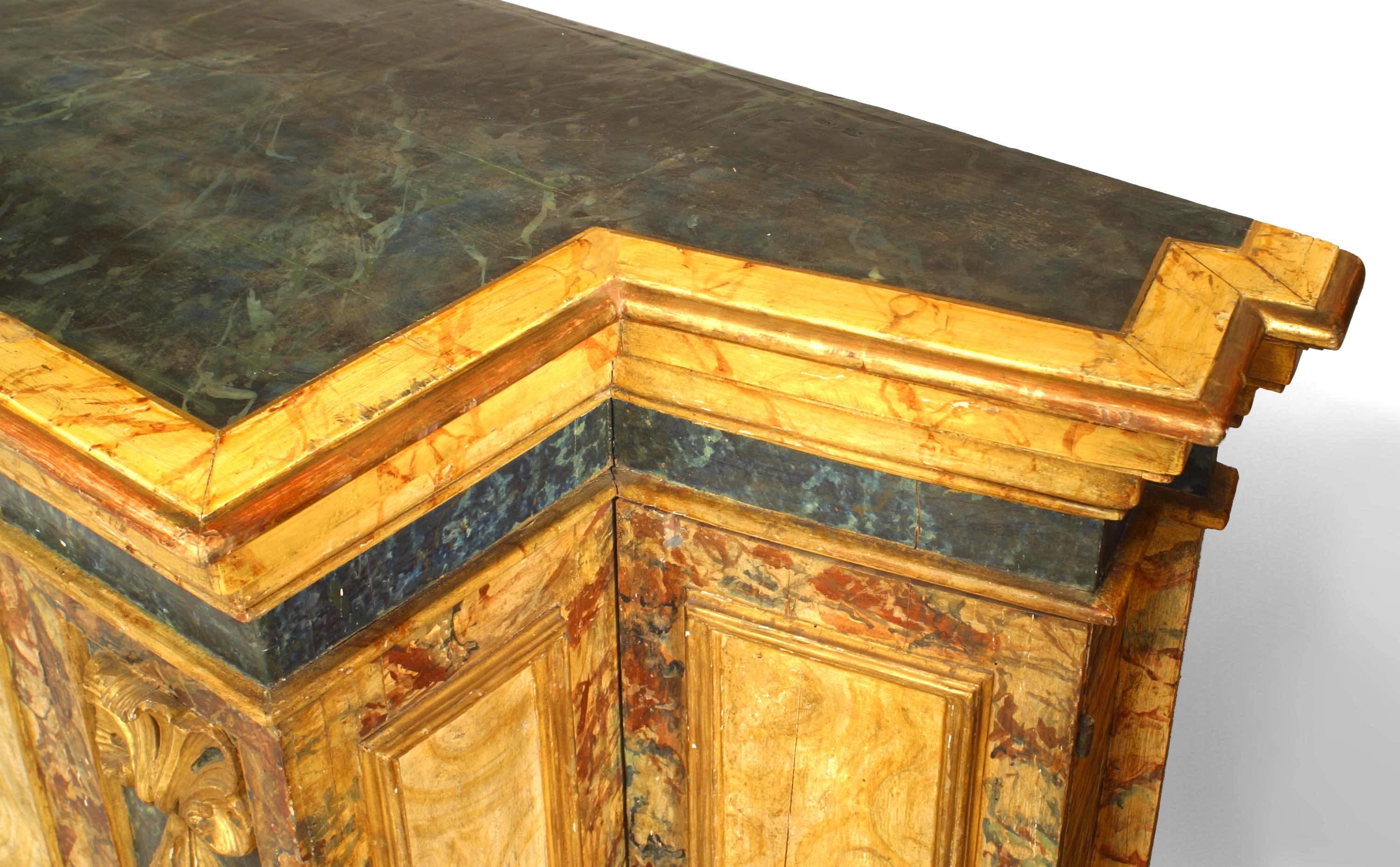 Italian Venetian Faux Marble Painted Credenza In Good Condition For Sale In New York, NY