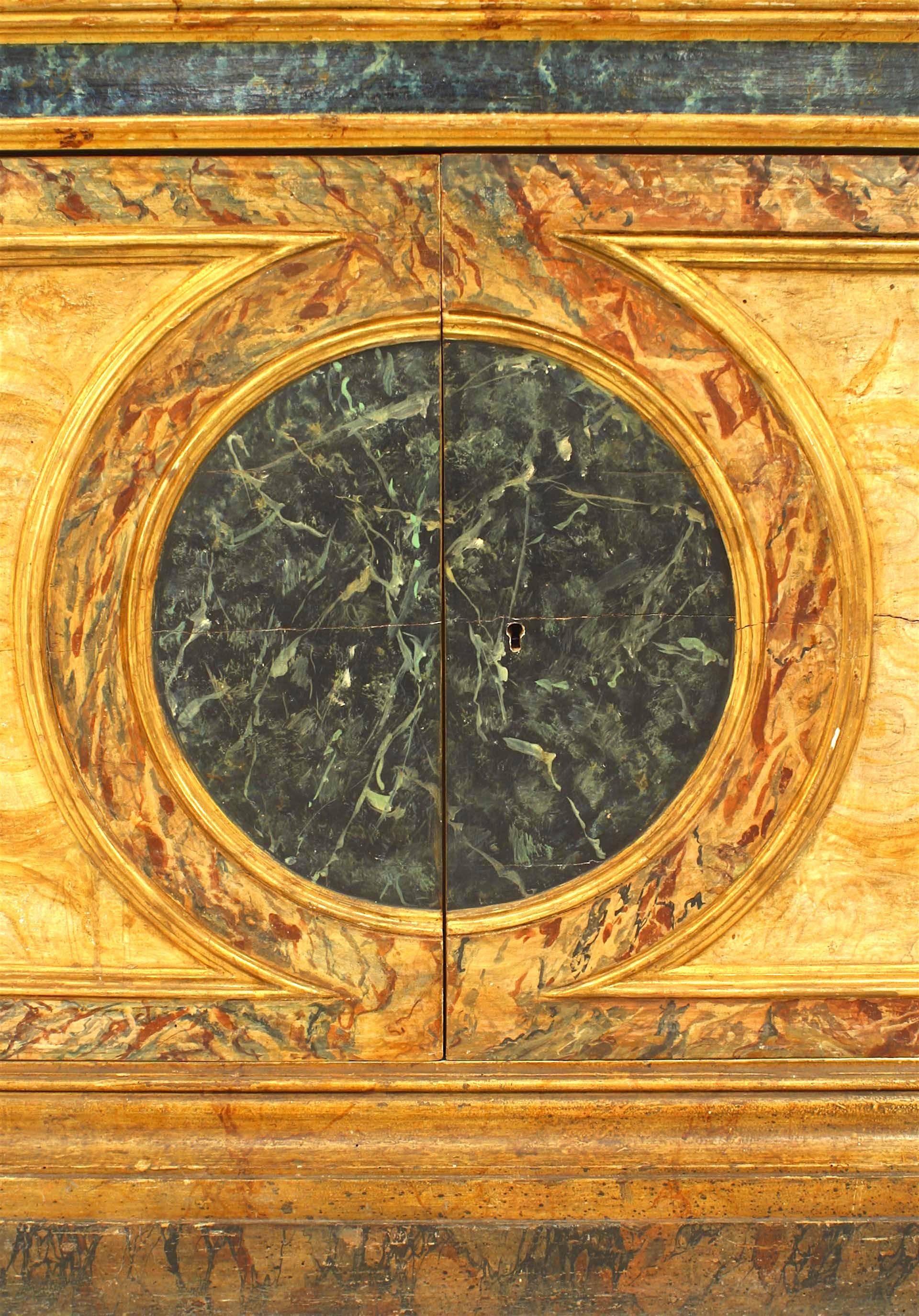 18th Century and Earlier Italian Venetian Faux Marble Painted Credenza For Sale