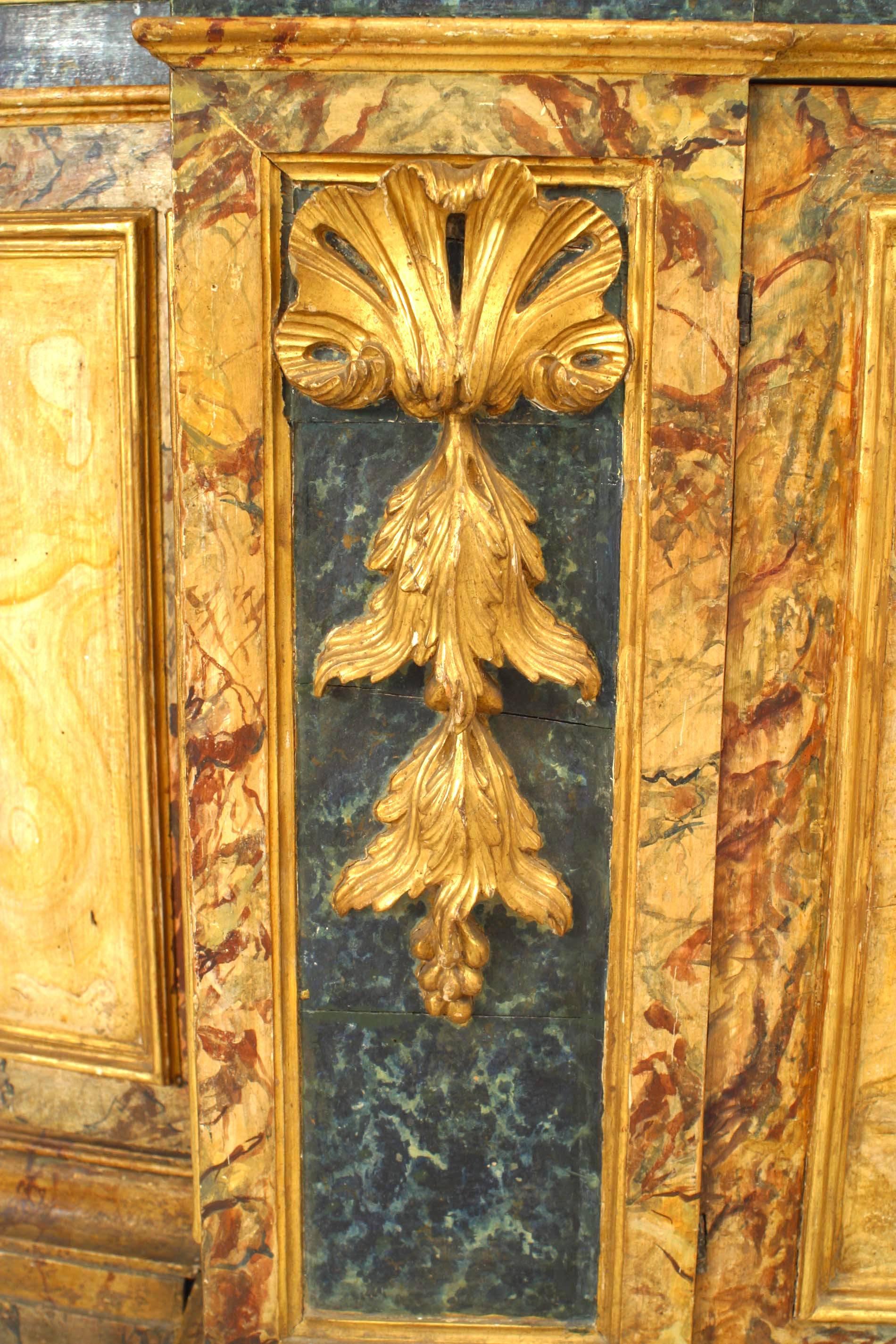 Italian Venetian Faux Marble Painted Credenza For Sale 1