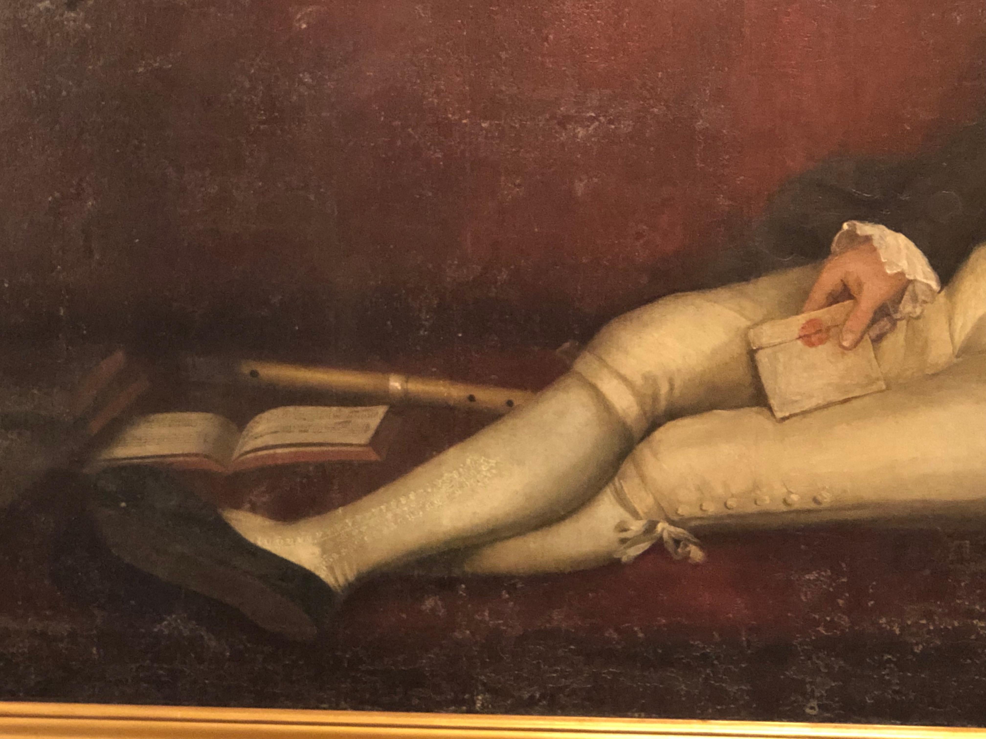 Monumental 19th Century Oil on Canvas of a Reclining Gentleman in His Study 2