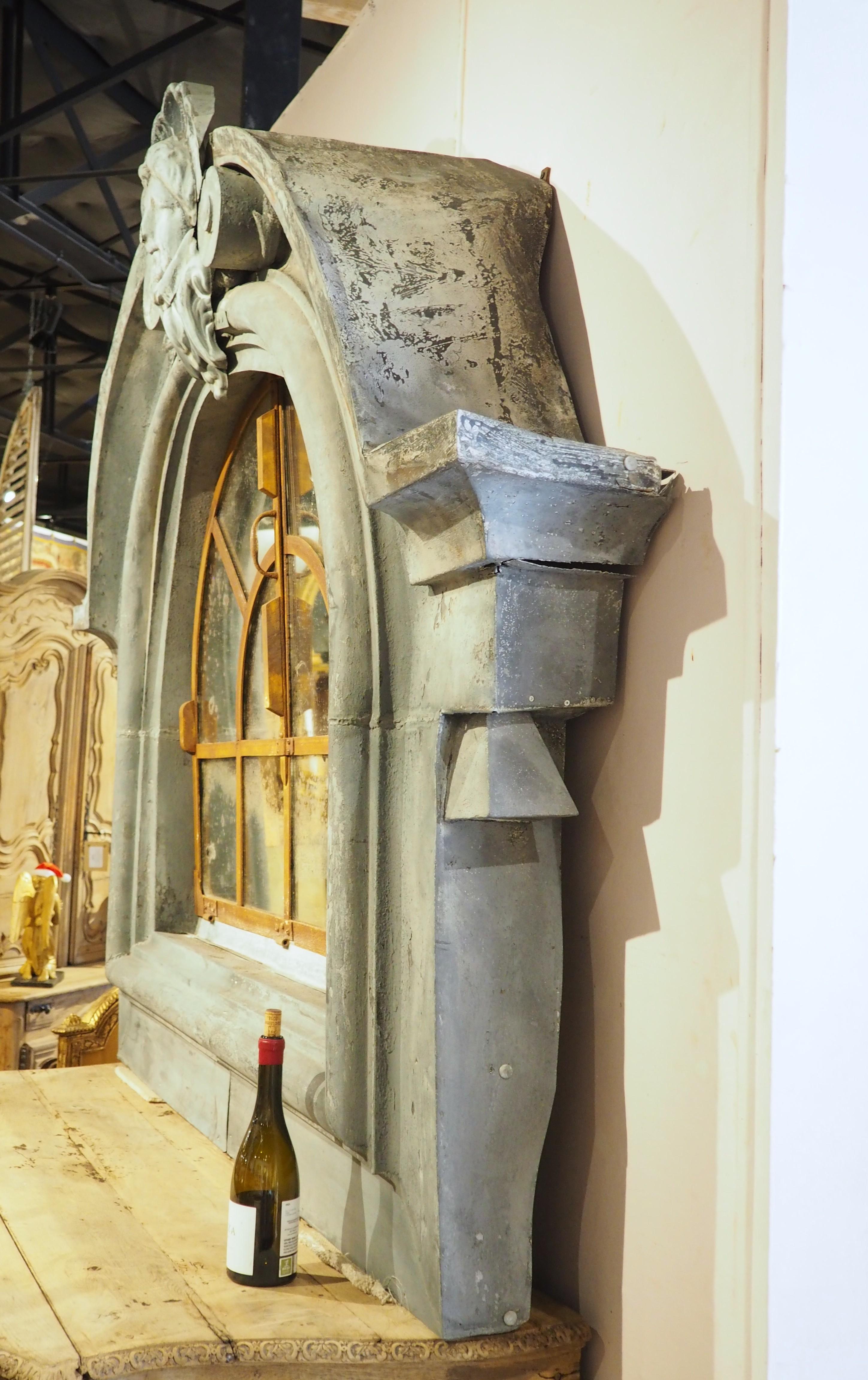 A Monumental 19th Century French Zinc Window Dormer Mirror en venta 7