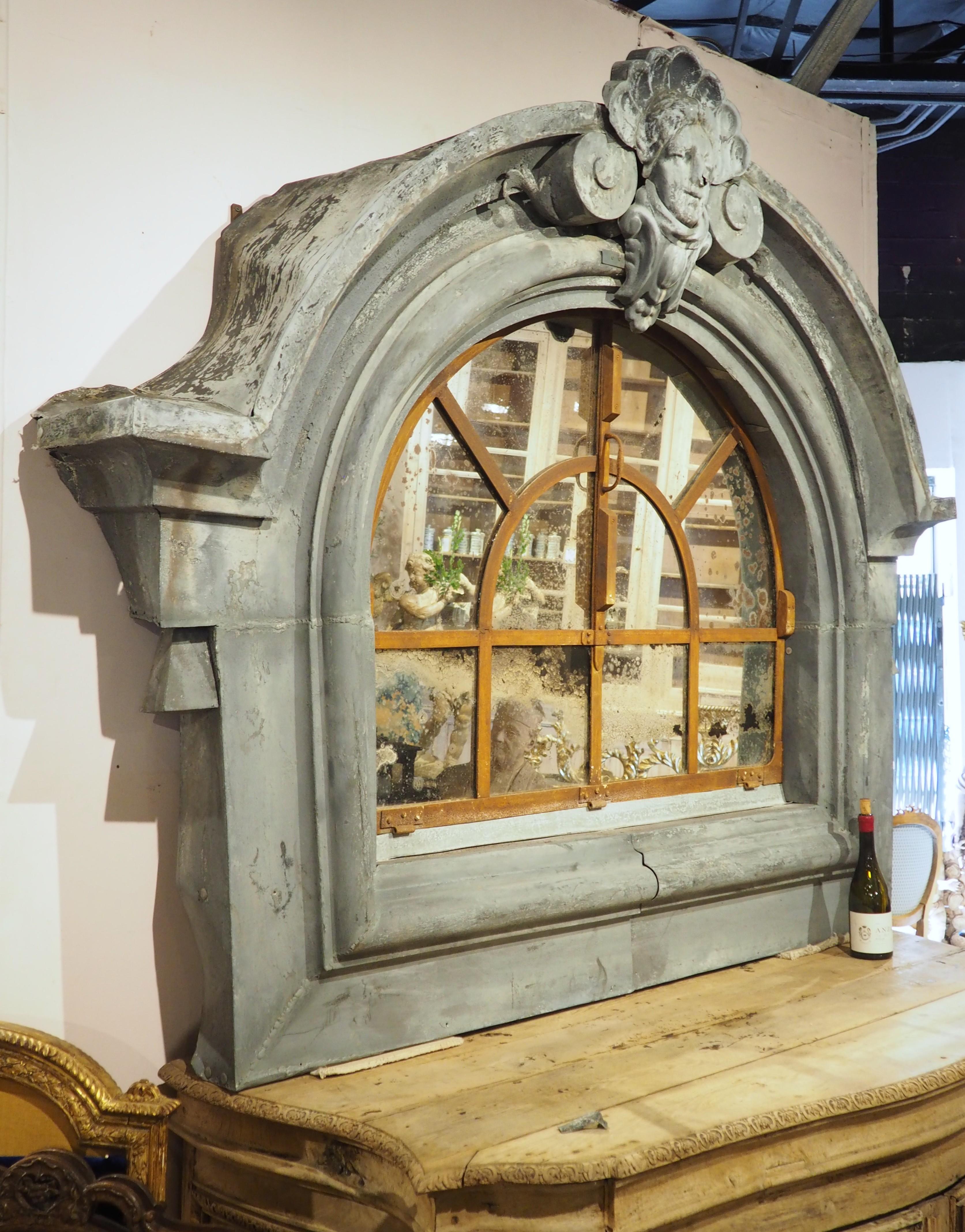 A Monumental 19th Century French Zinc Window Dormer Mirror en venta 10