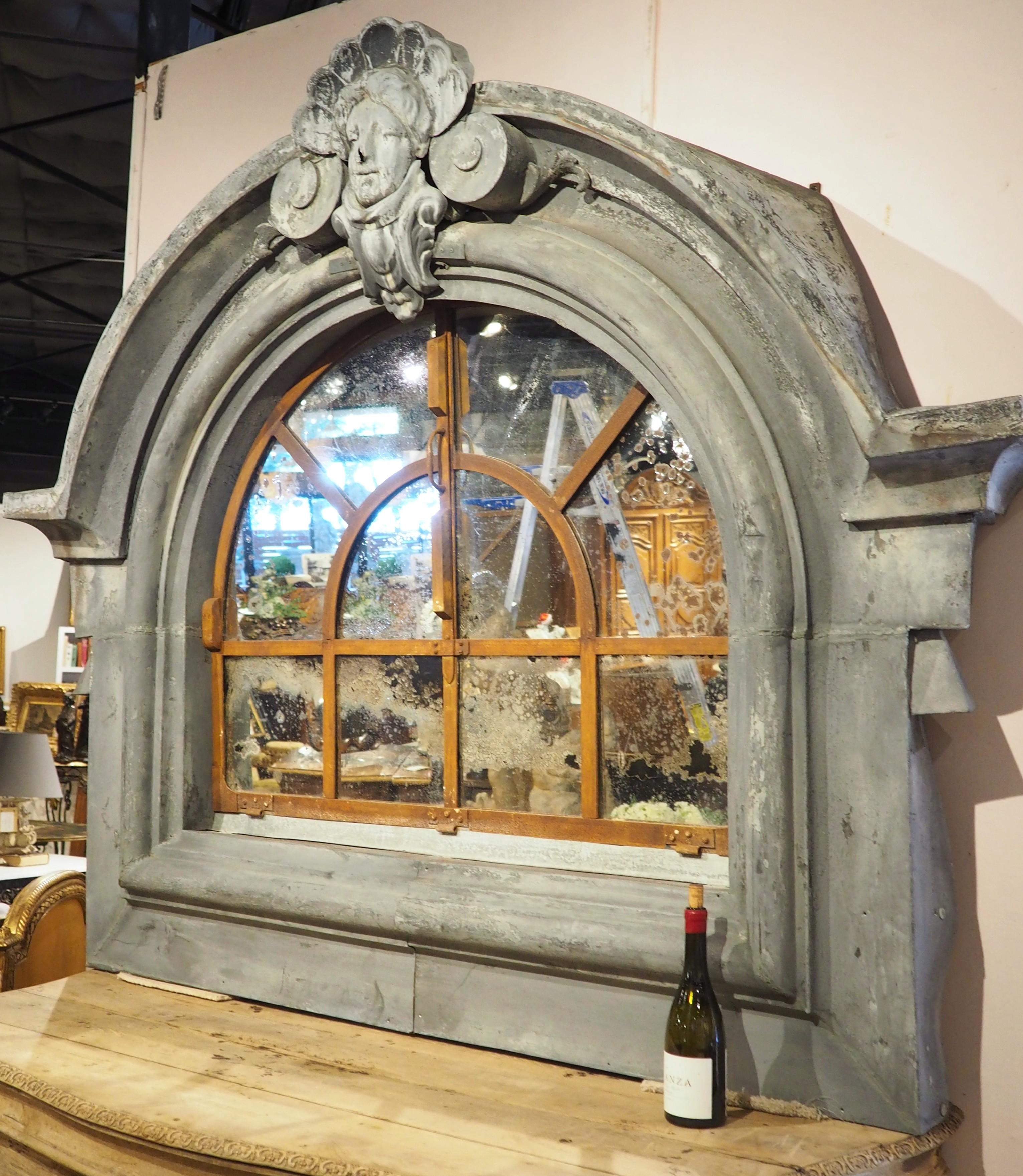 A Monumental 19th Century French Zinc Window Dormer Mirror en venta 11