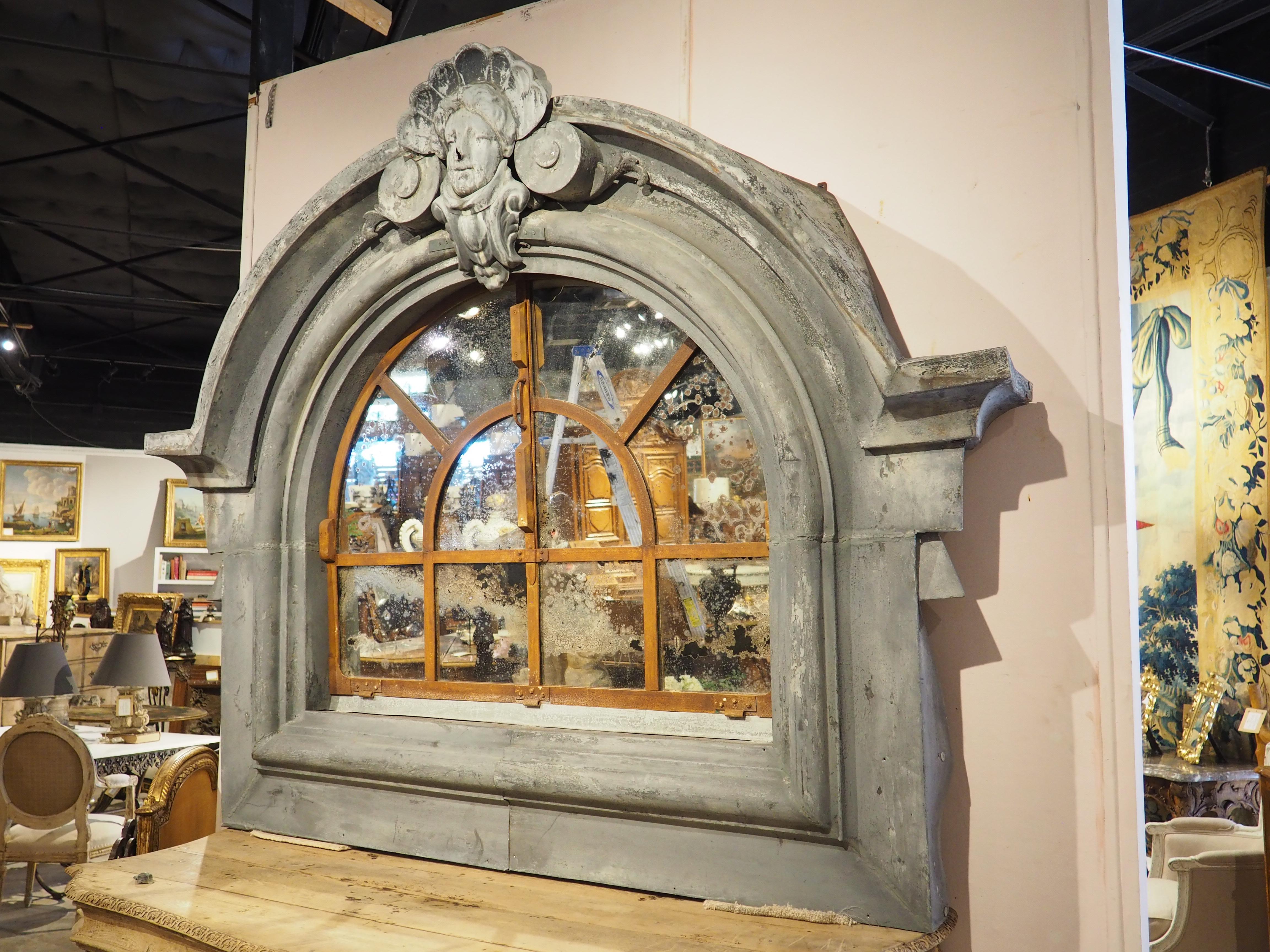 A Monumental 19th Century French Zinc Window Dormer Mirror en venta 12
