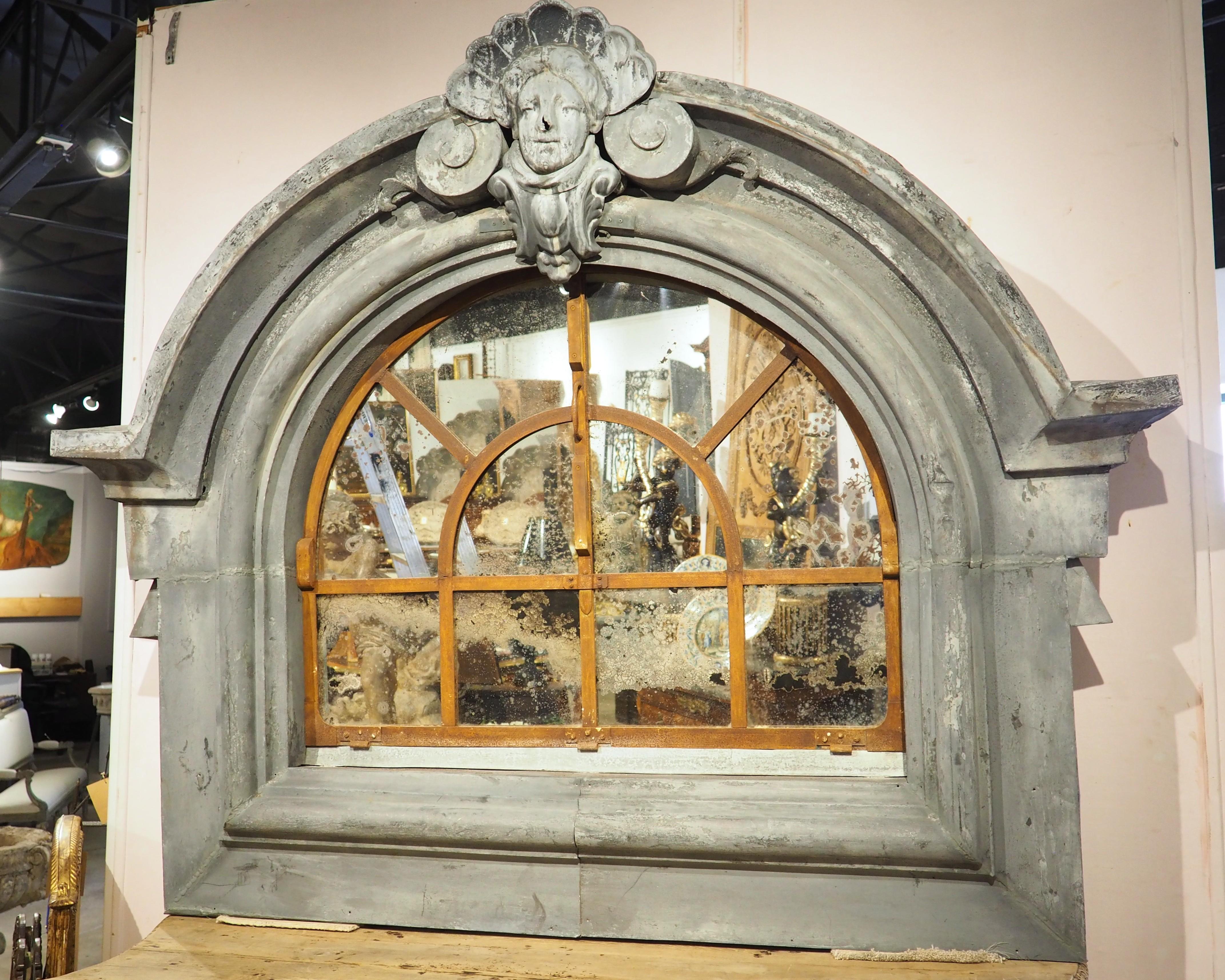 A Monumental 19th Century French Zinc Window Dormer Mirror en venta 13