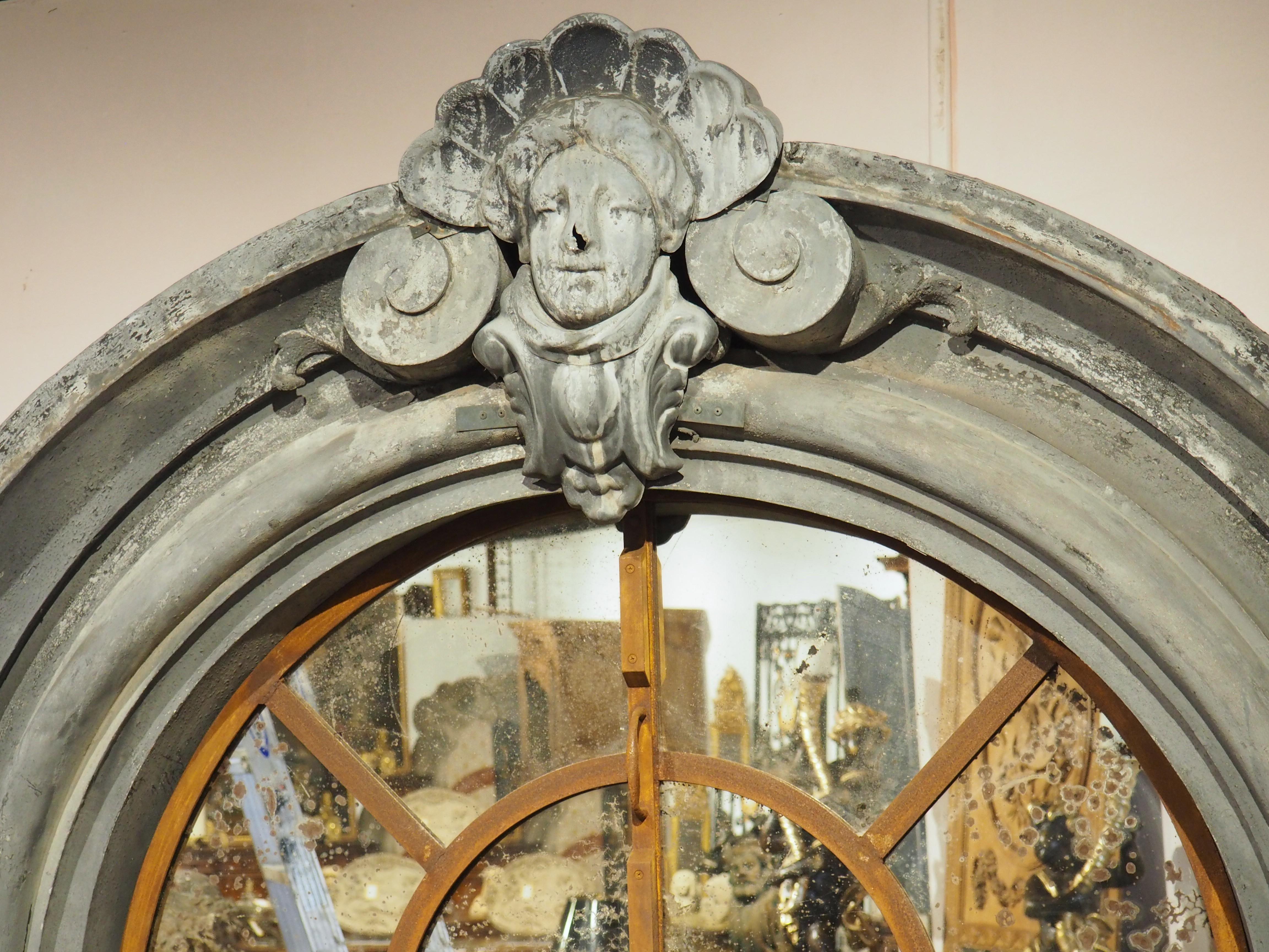 A Monumental 19th Century French Zinc Window Dormer Mirror en venta 14