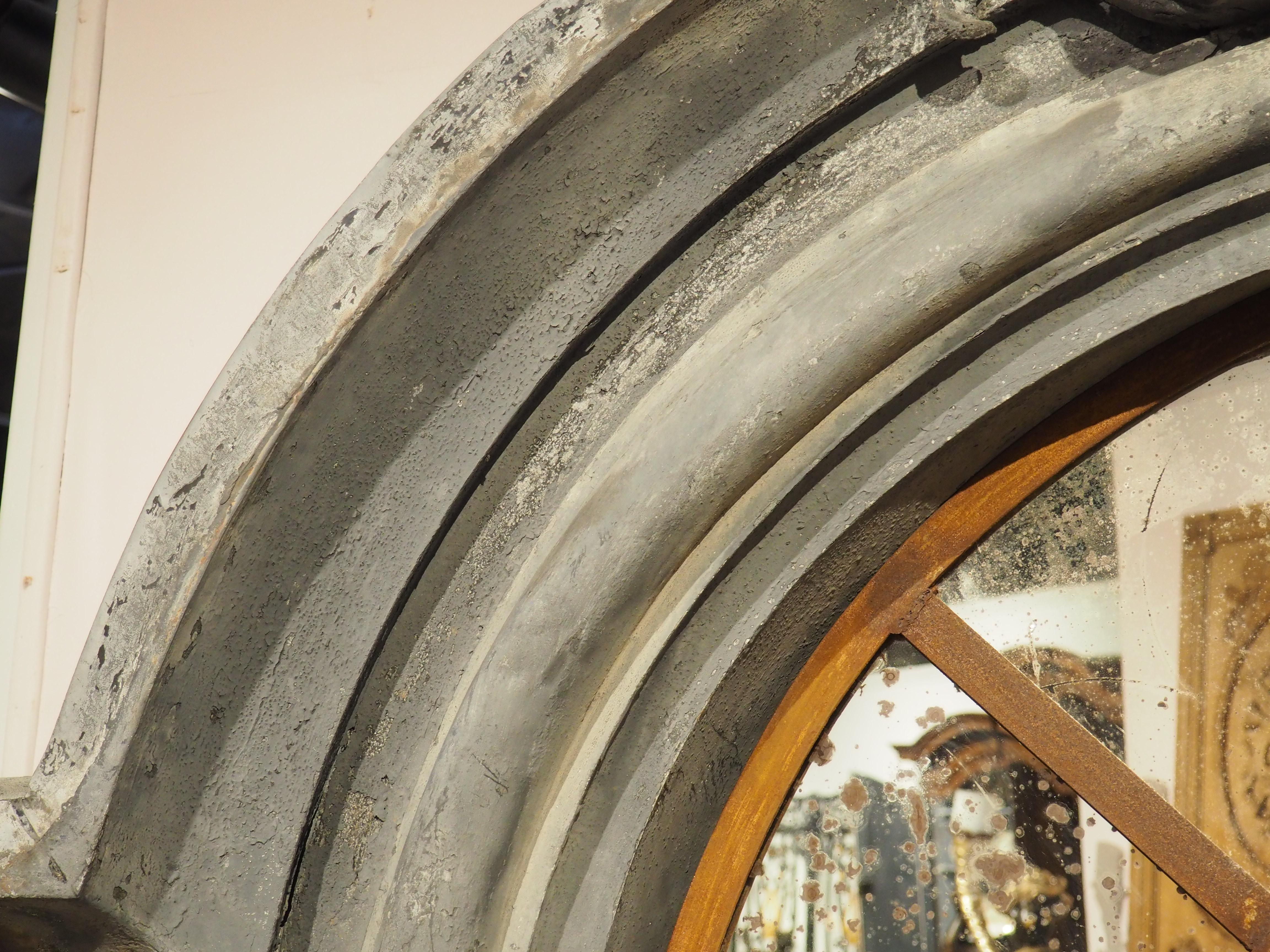 A Monumental 19th Century French Zinc Window Dormer Mirror Metal en venta