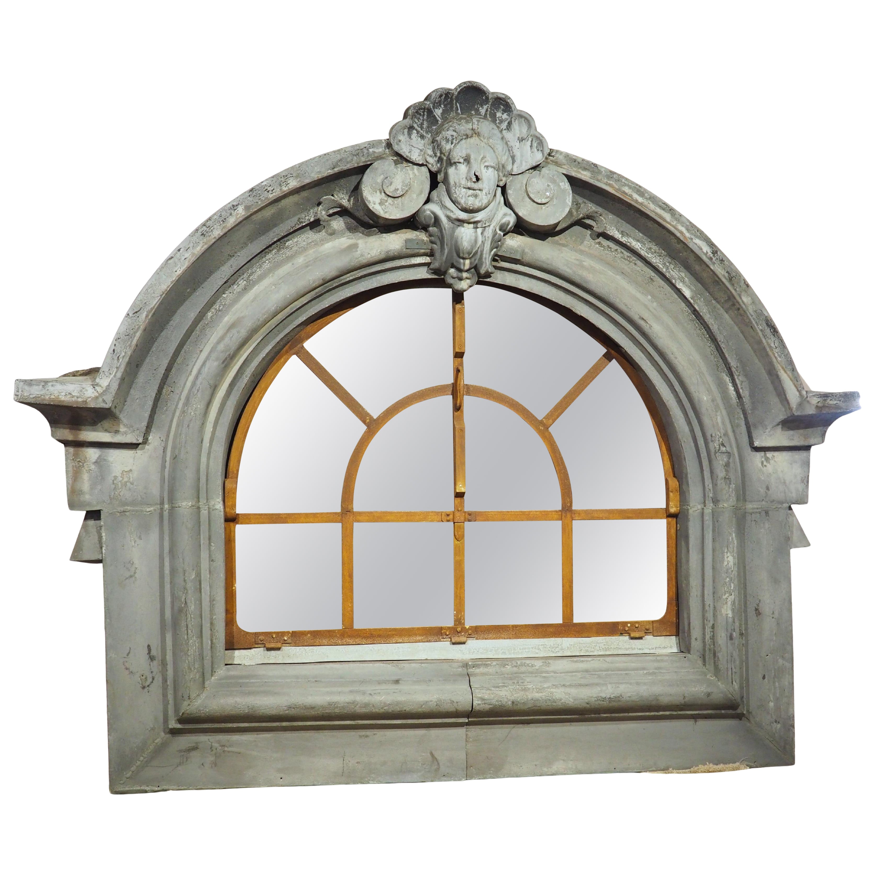 A Monumental 19th Century French Zinc Window Dormer Mirror