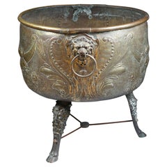 Monumental 19th Century Repoussé Brass Log Bin, Dutch, c.1860