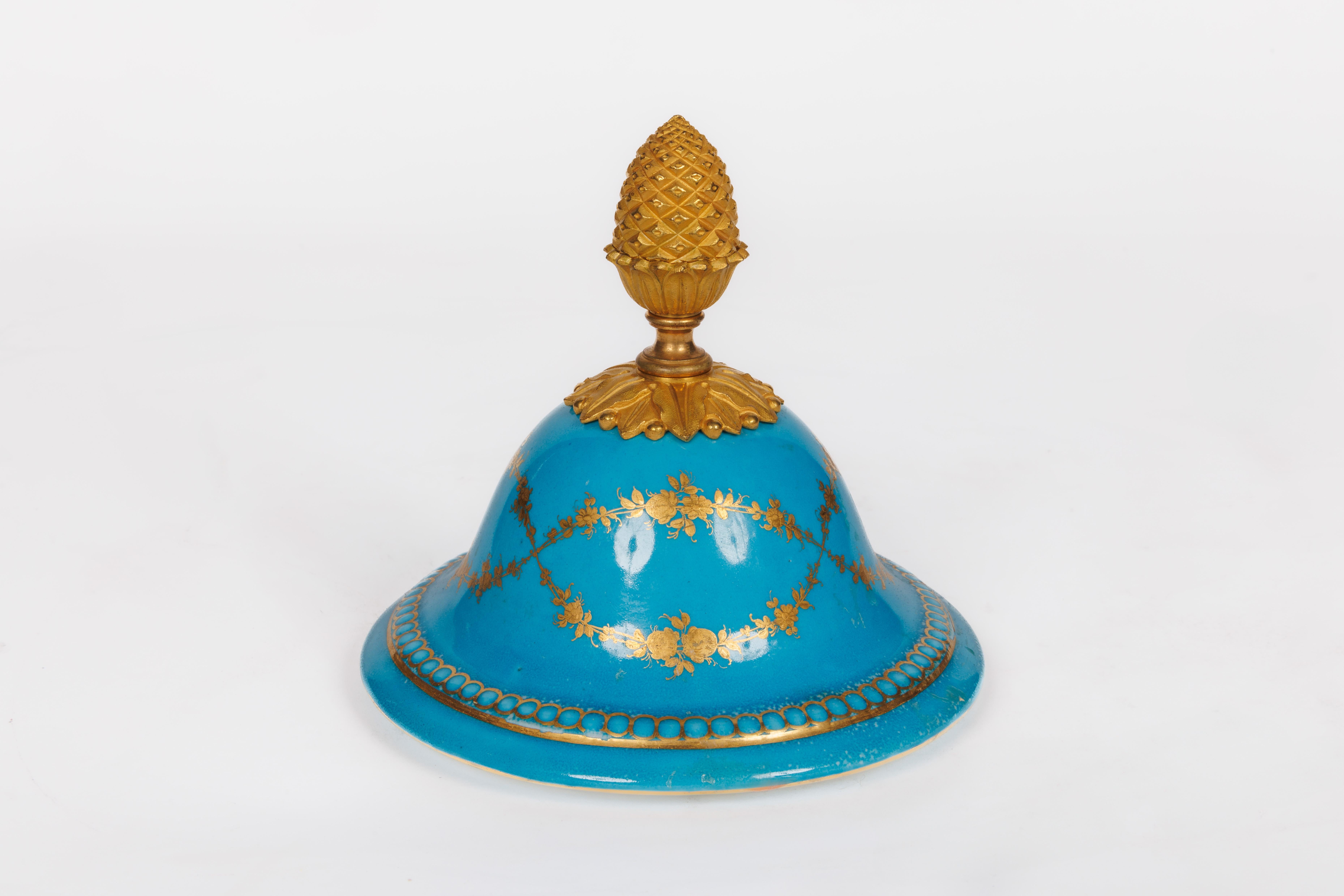 A Monumental and Exceptional French Ormolu and Turquoise Sevres Porcelain Clock For Sale 8