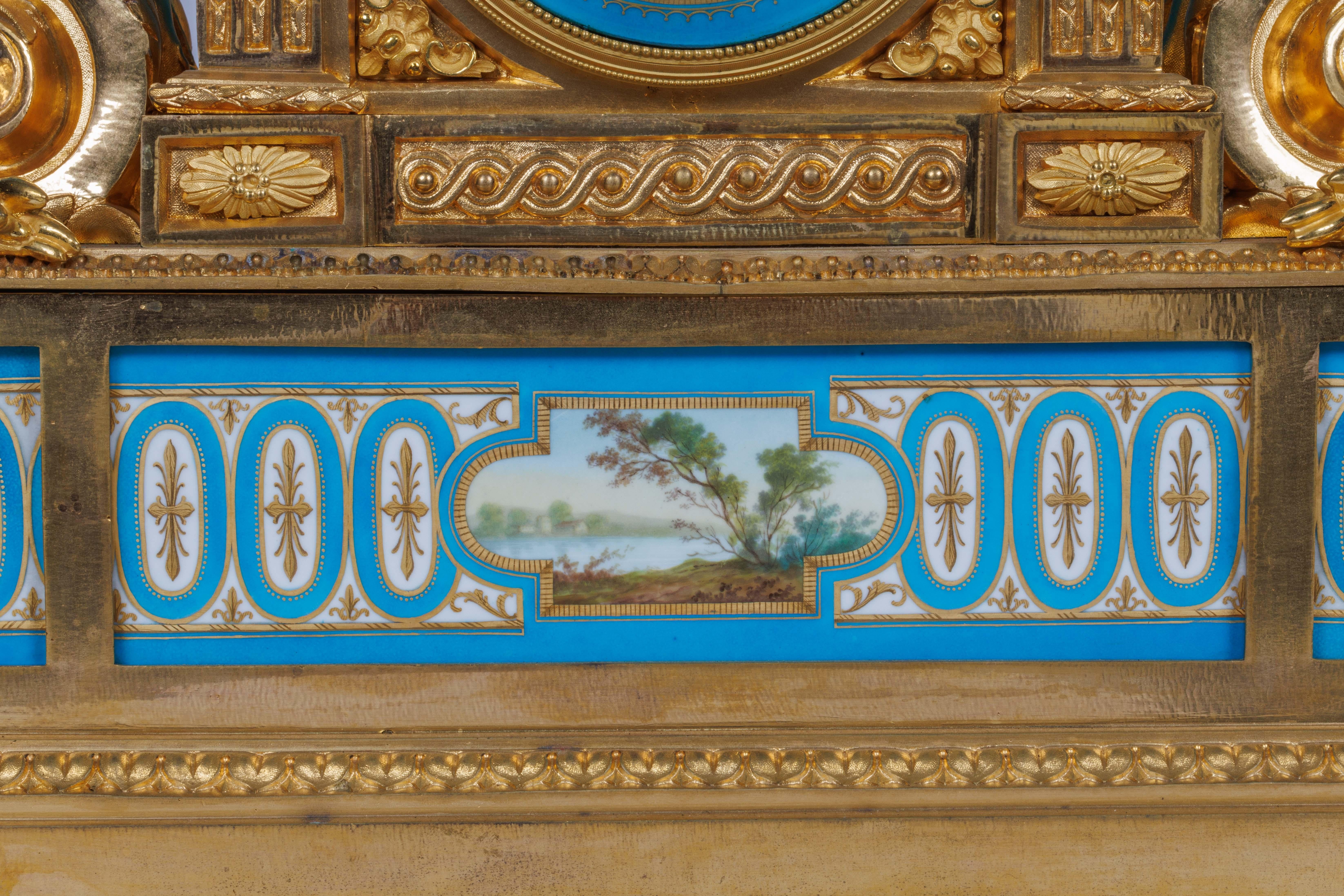 19th Century A Monumental and Exceptional French Ormolu and Turquoise Sevres Porcelain Clock For Sale