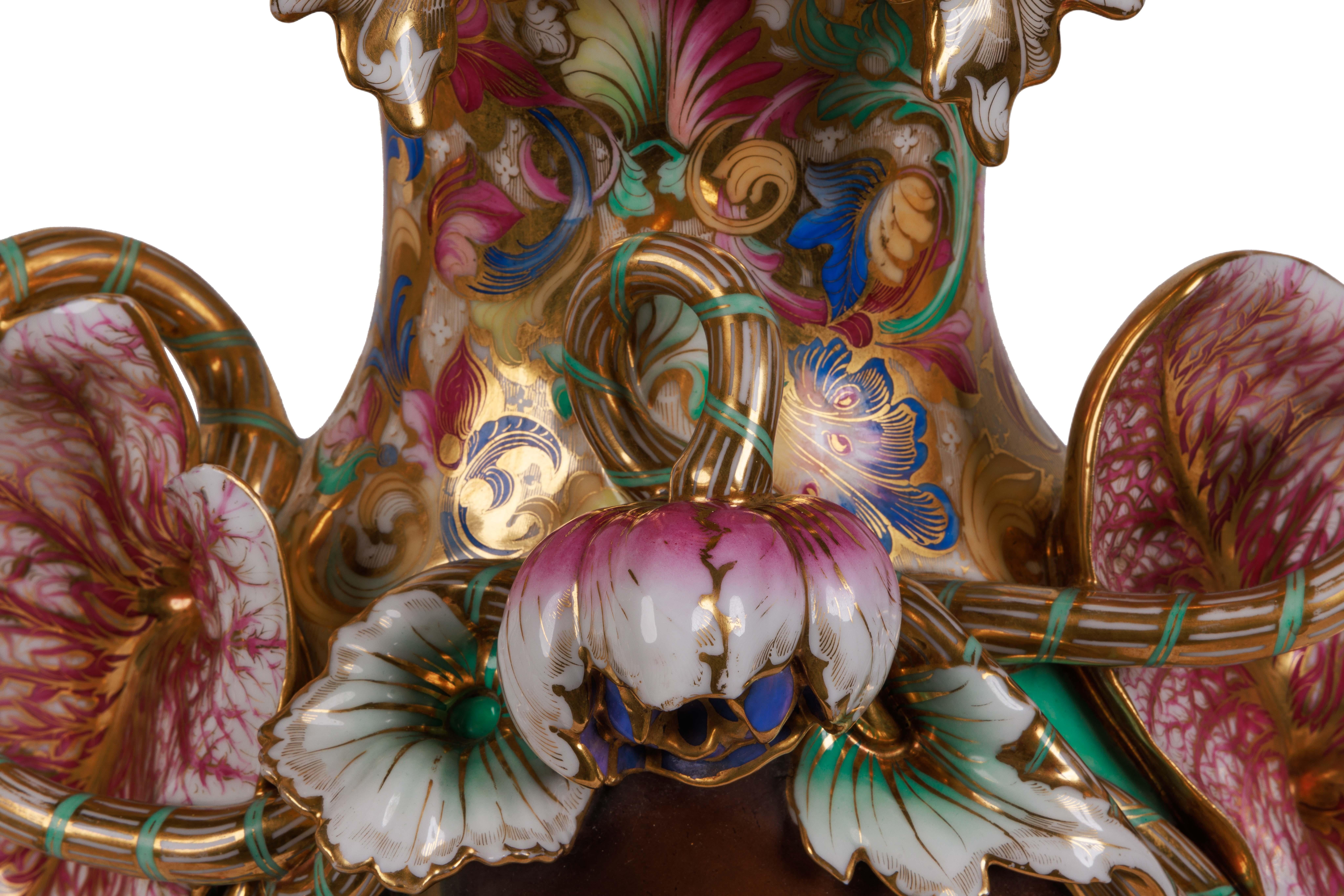 Monumental and Masterful Pair of French Paris Porcelain Hand-Painted Vases For Sale 5