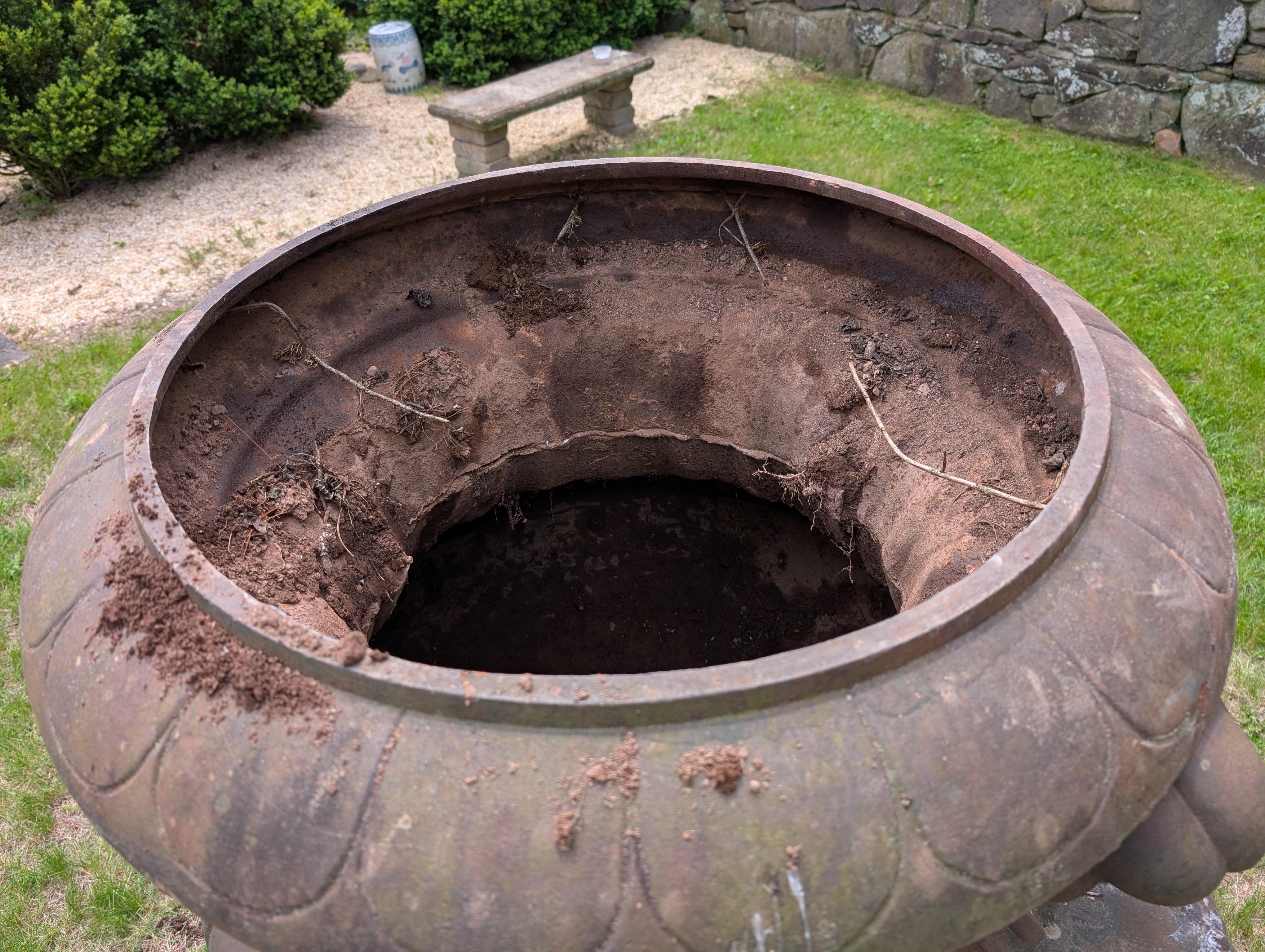 A Monumental Antique Cast Iron Garden Urn For Sale 8