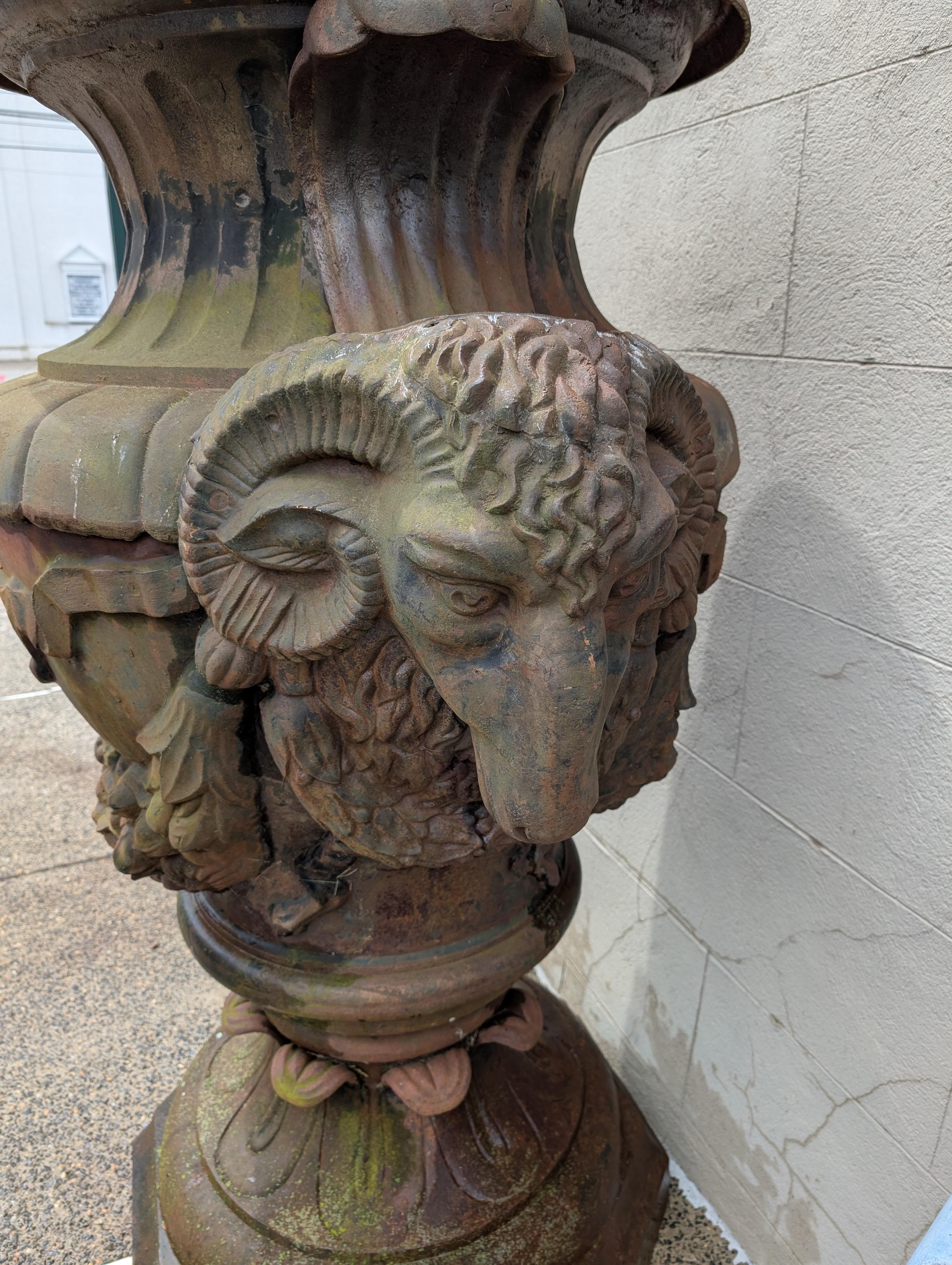 20th Century A Monumental Antique Cast Iron Garden Urn For Sale