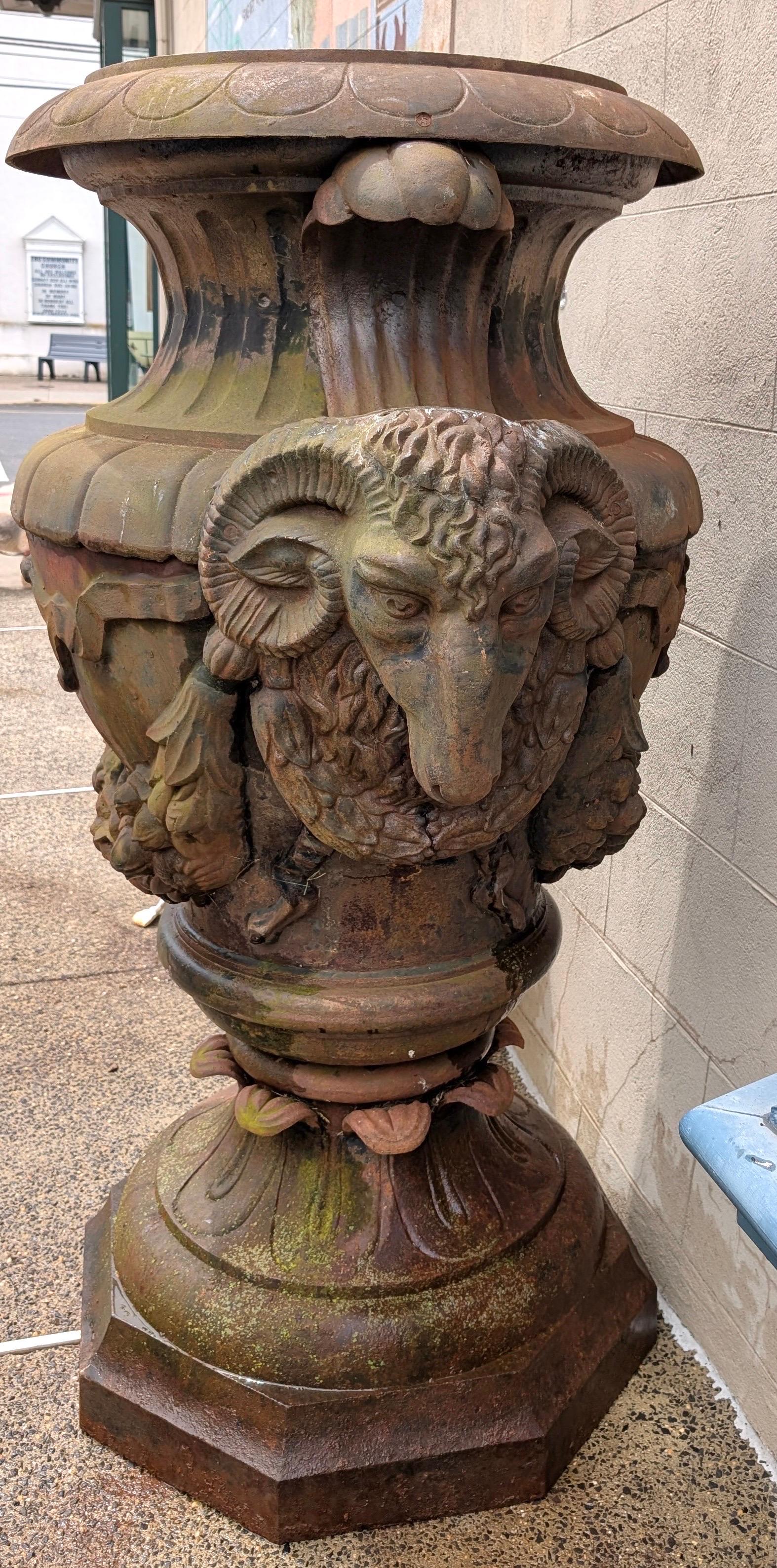 A Monumental Antique Cast Iron Garden Urn For Sale 1