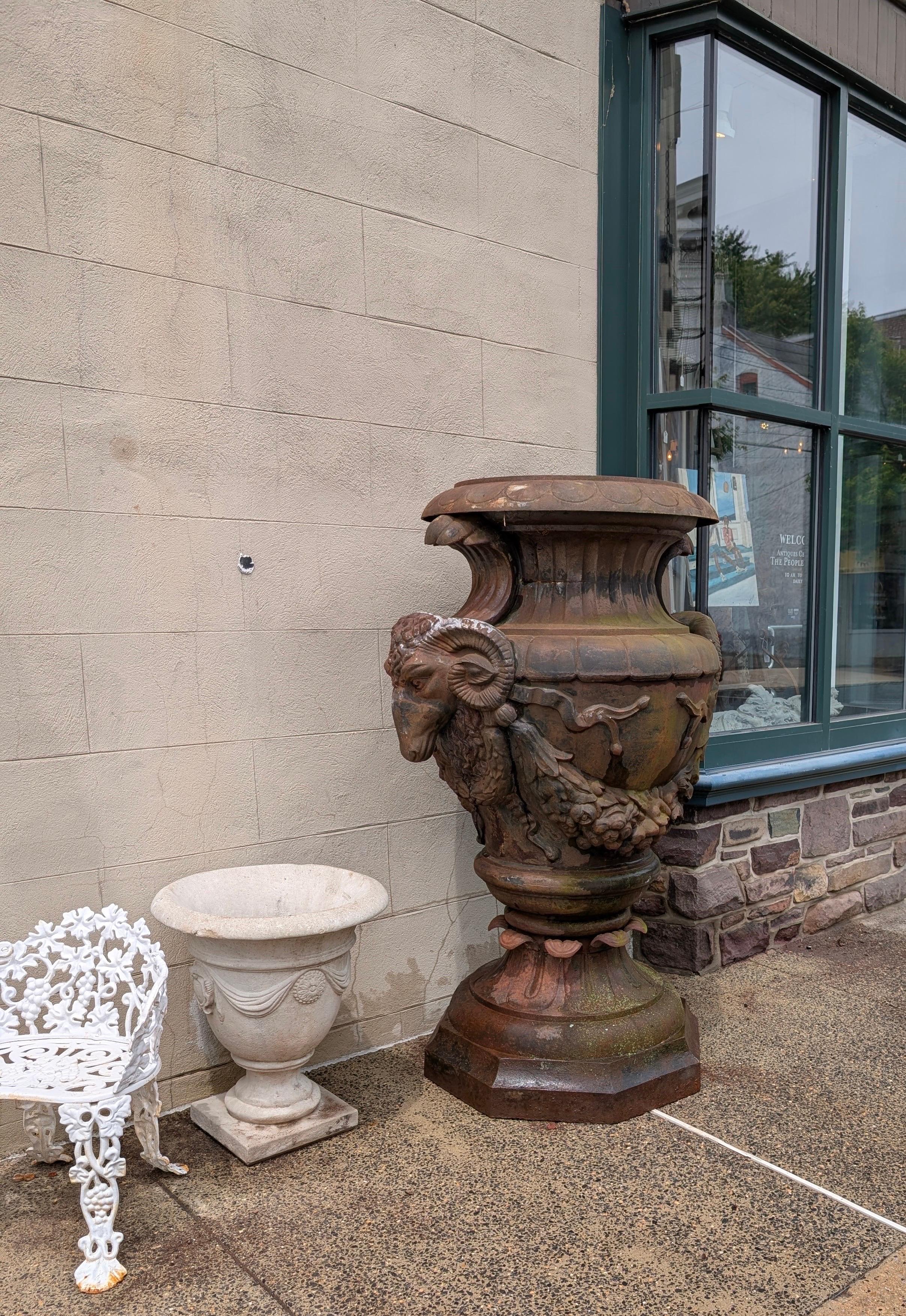 A Monumental Antique Cast Iron Garden Urn For Sale 2
