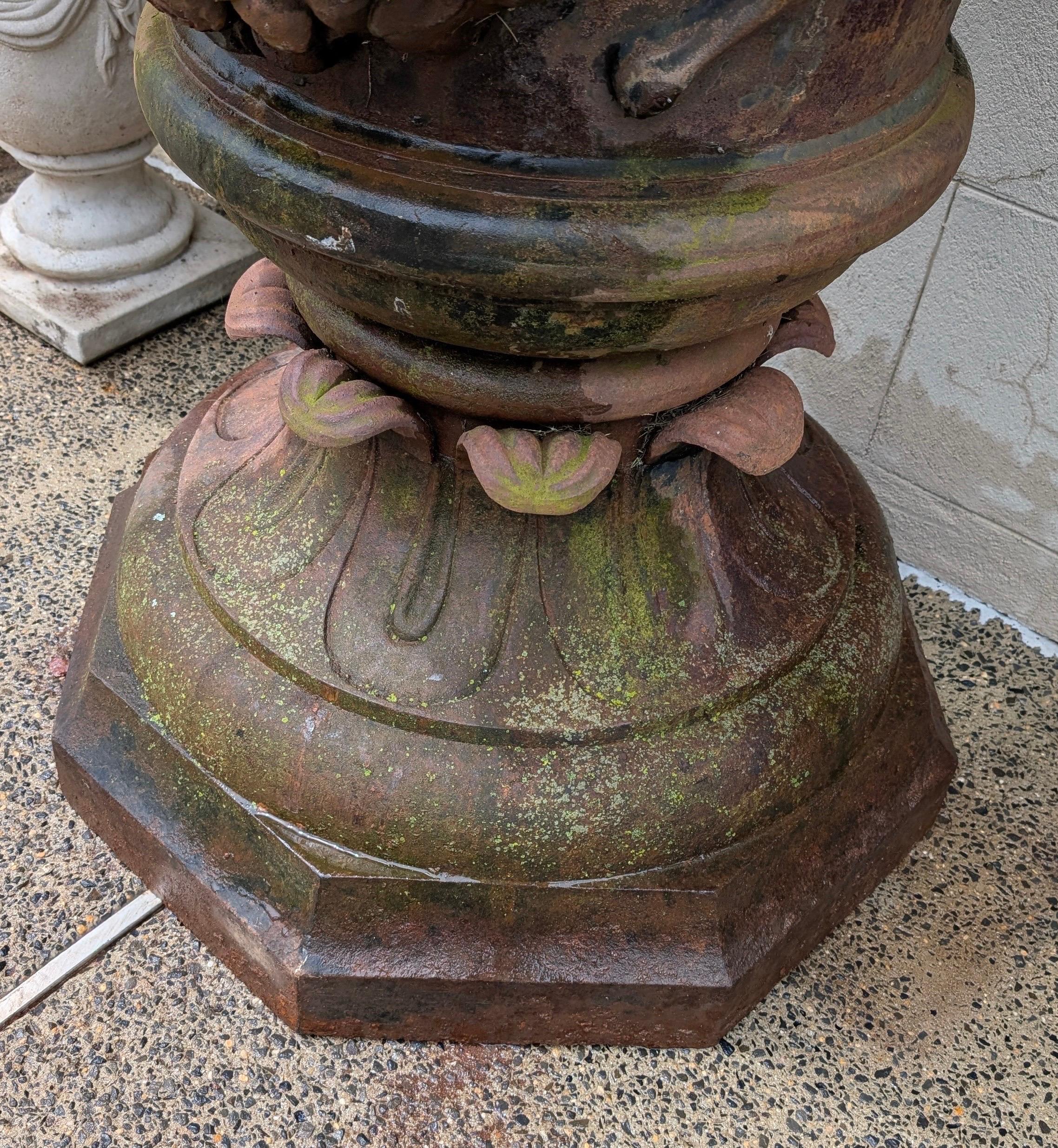 A Monumental Antique Cast Iron Garden Urn For Sale 3