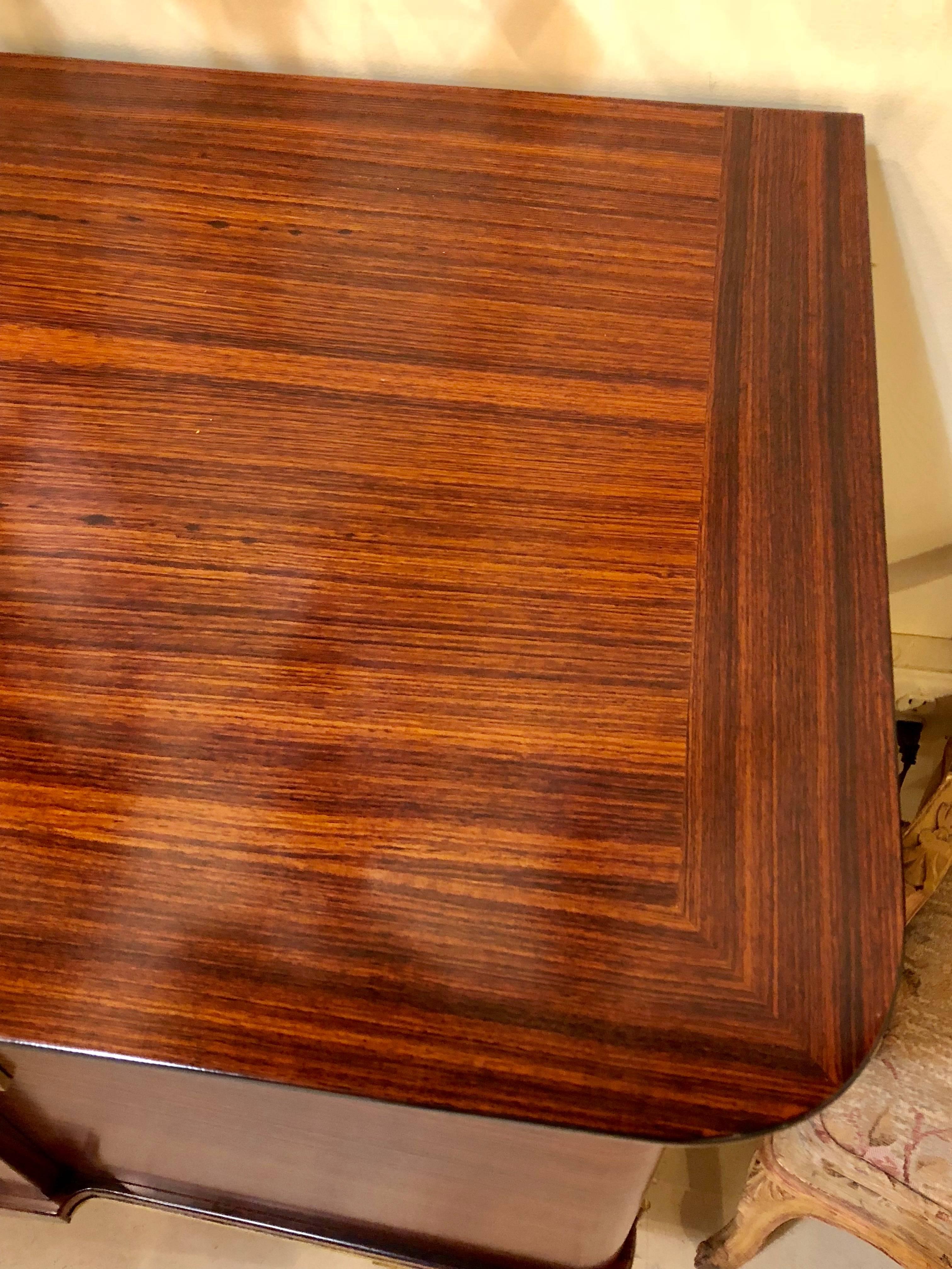 Monumental Art Deco Macassar and Inlaid Sideboard Credenza with Glass Shelves 3