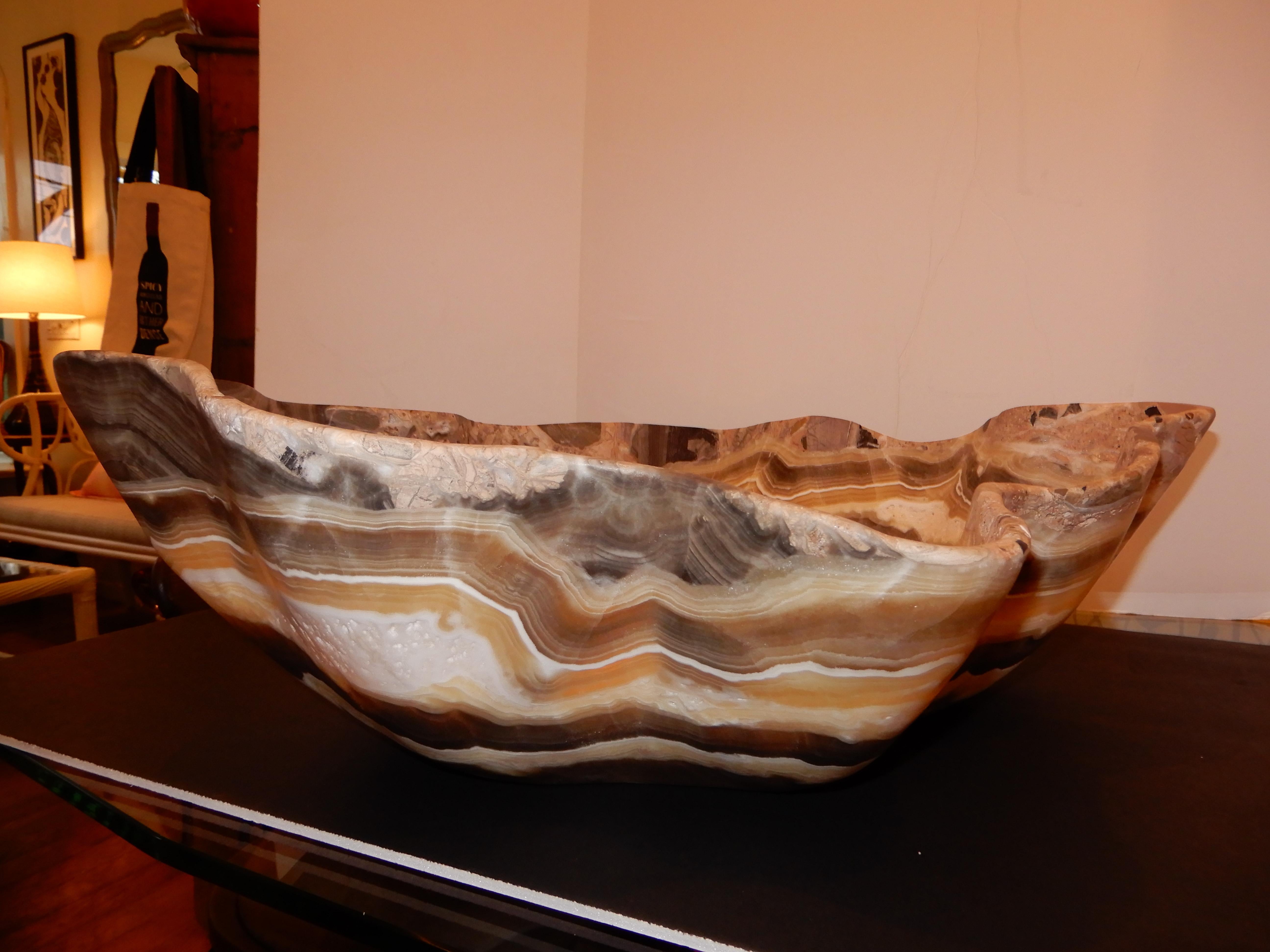 Modern Monumental Artisan Crafted Onyx Bowl or Vessel