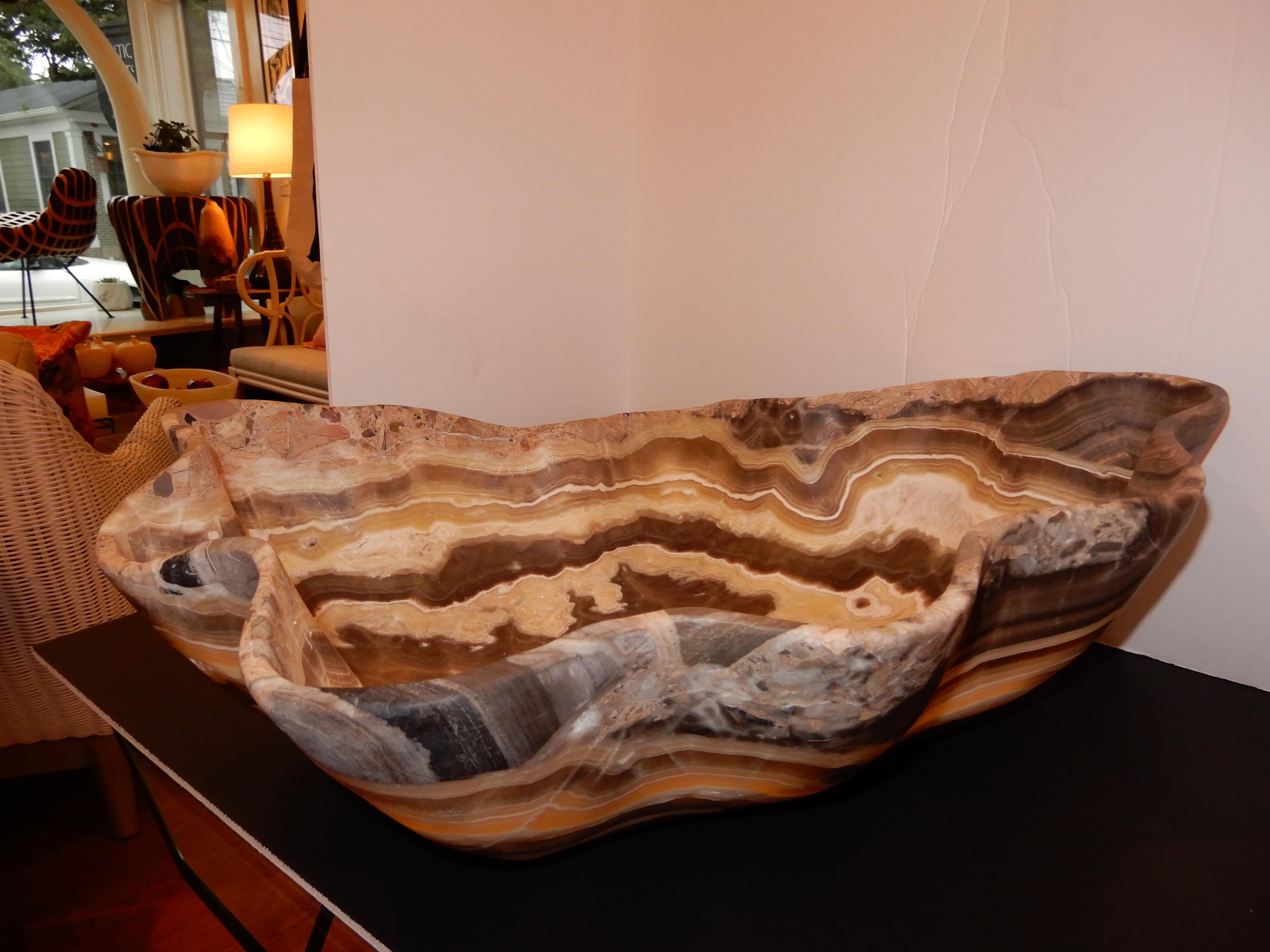 Hand-Crafted Monumental Artisan Crafted Onyx Bowl or Vessel