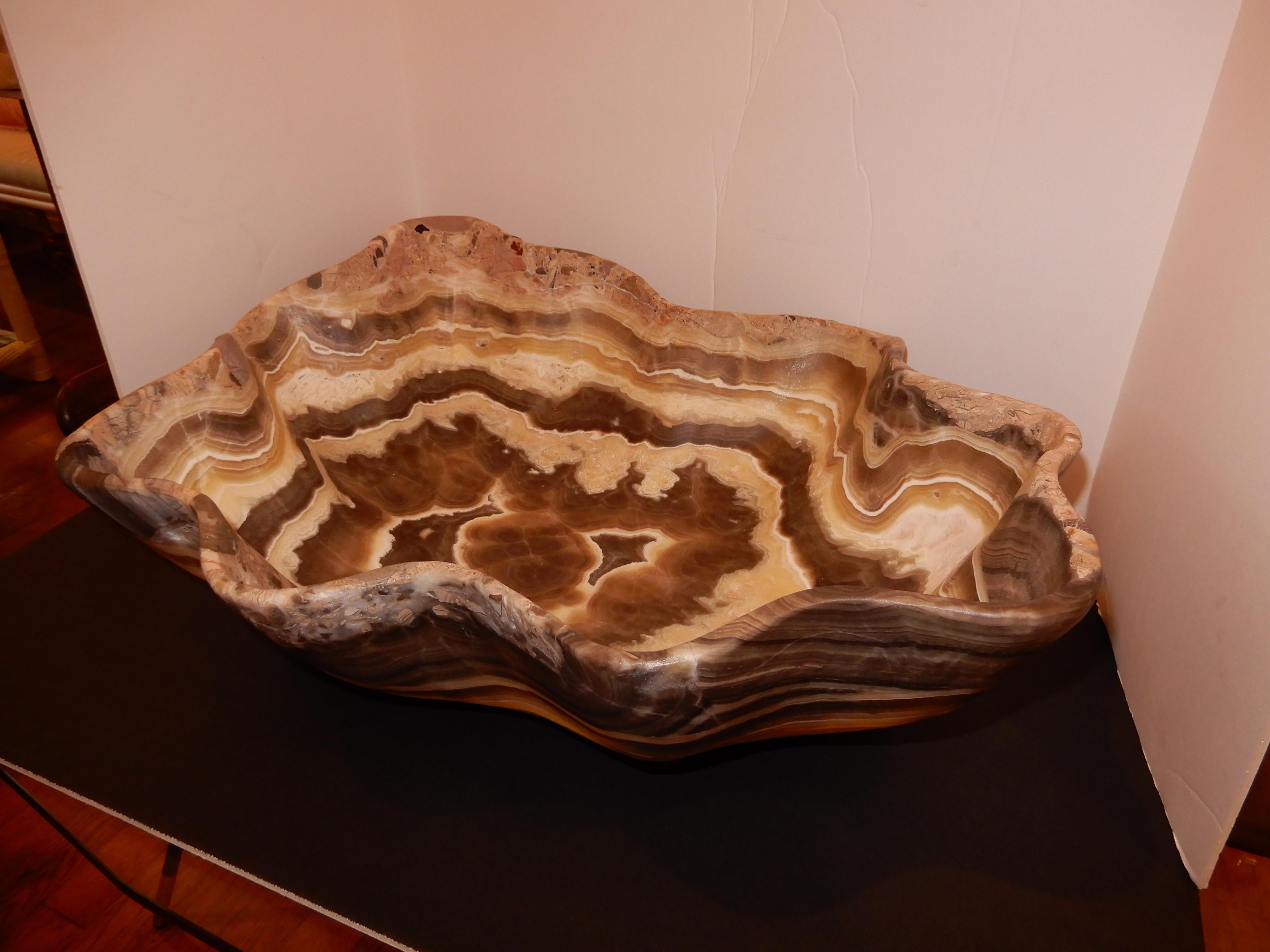 Contemporary Monumental Artisan Crafted Onyx Bowl or Vessel