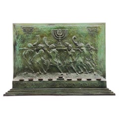 A Monumental Bronze Hanukkah Lamp by Georges Weil, 1989