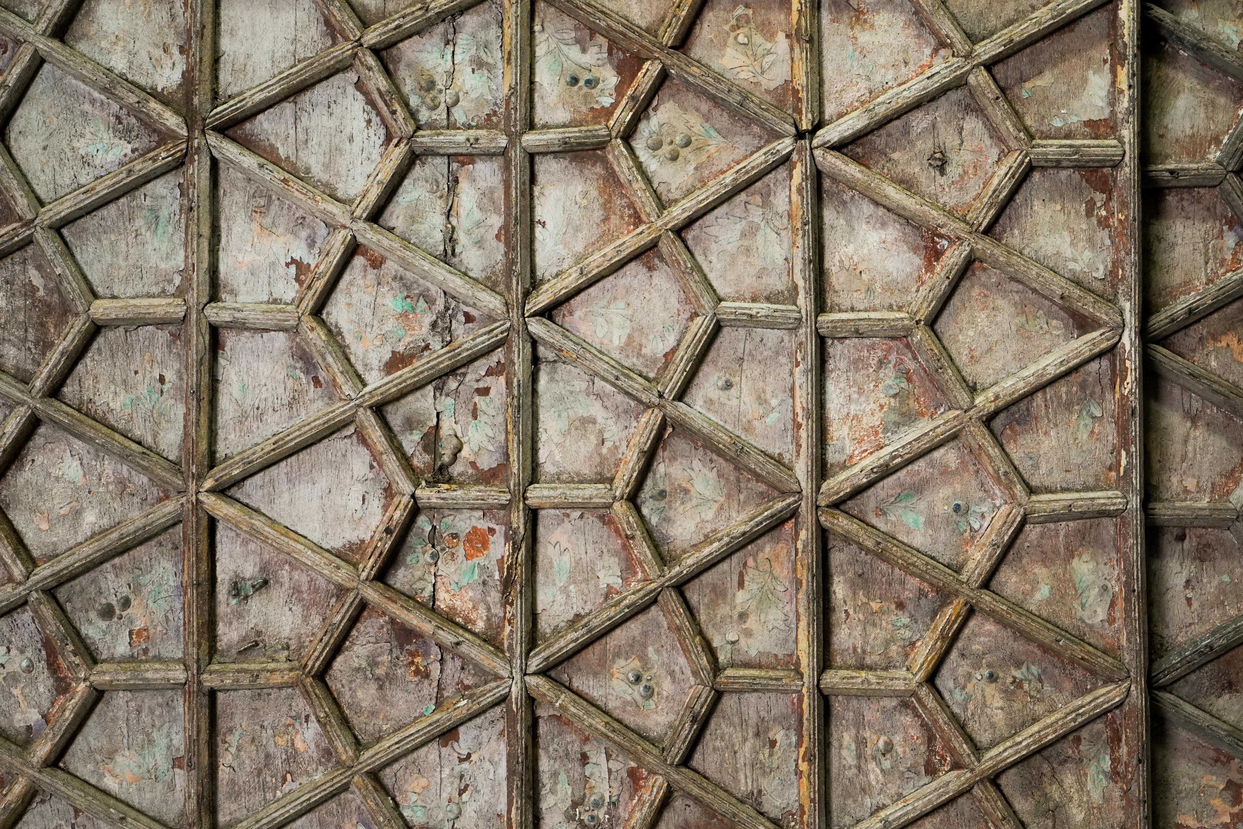 Hand-Carved A Monumental Indian Ceiling Panel with Original Patina