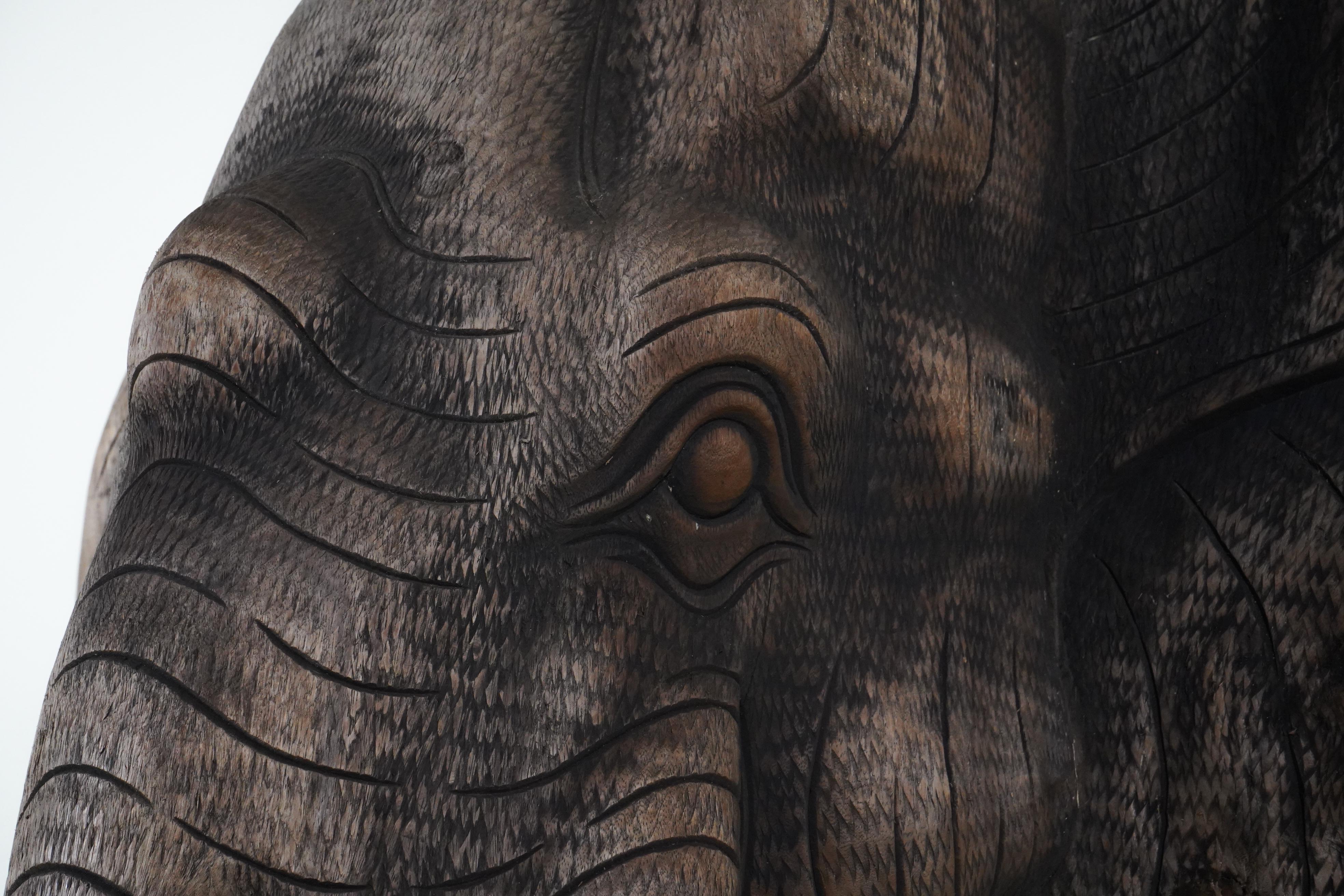 Thai A Monumental Carved Wood Elephant Head