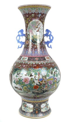 Monumental Chinese Famille Rose Porcelain "Peacock" Palace Vase