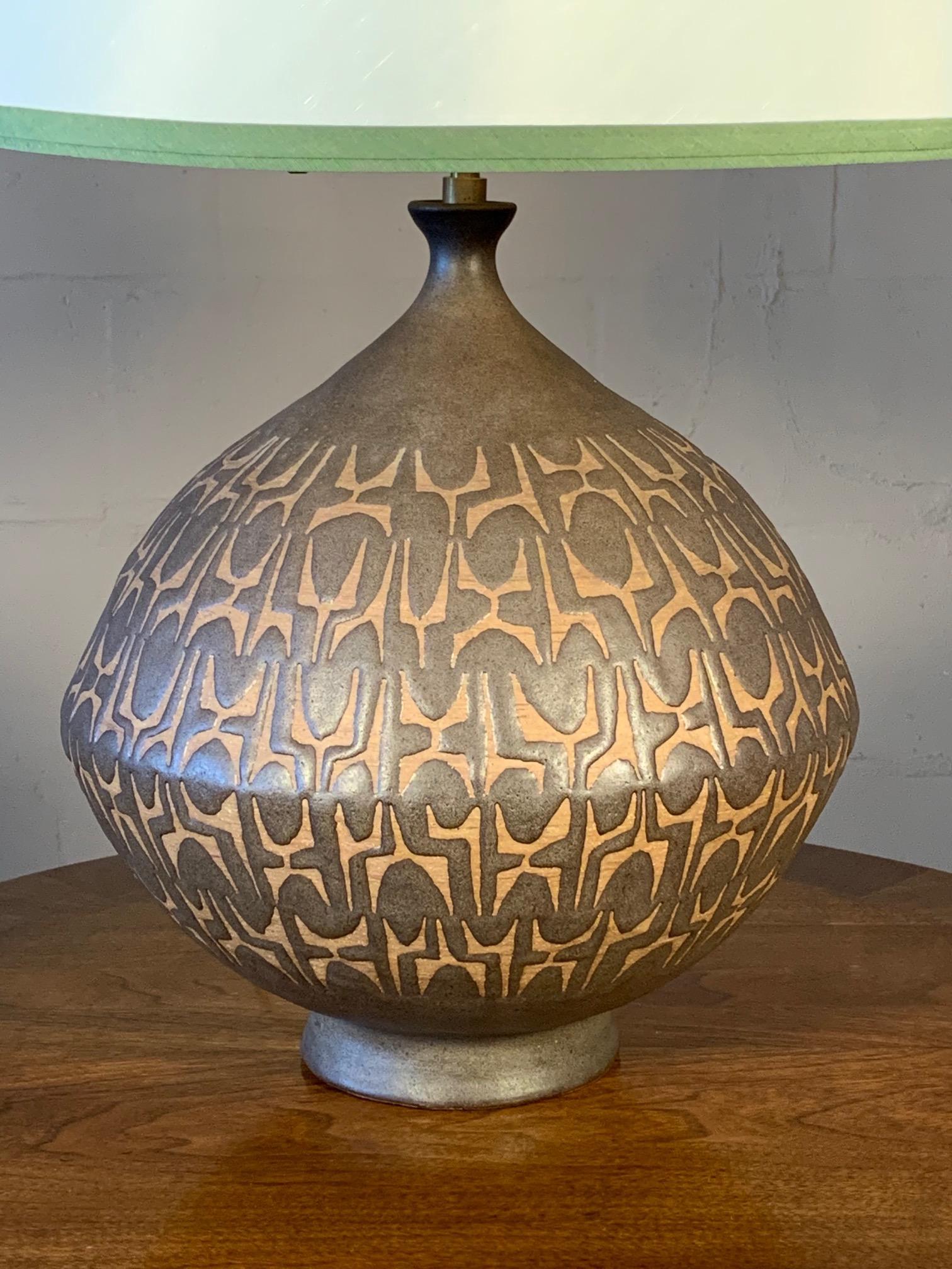 Mid-Century Modern Monumental Clyde Burt Ceramic Lamp For Sale