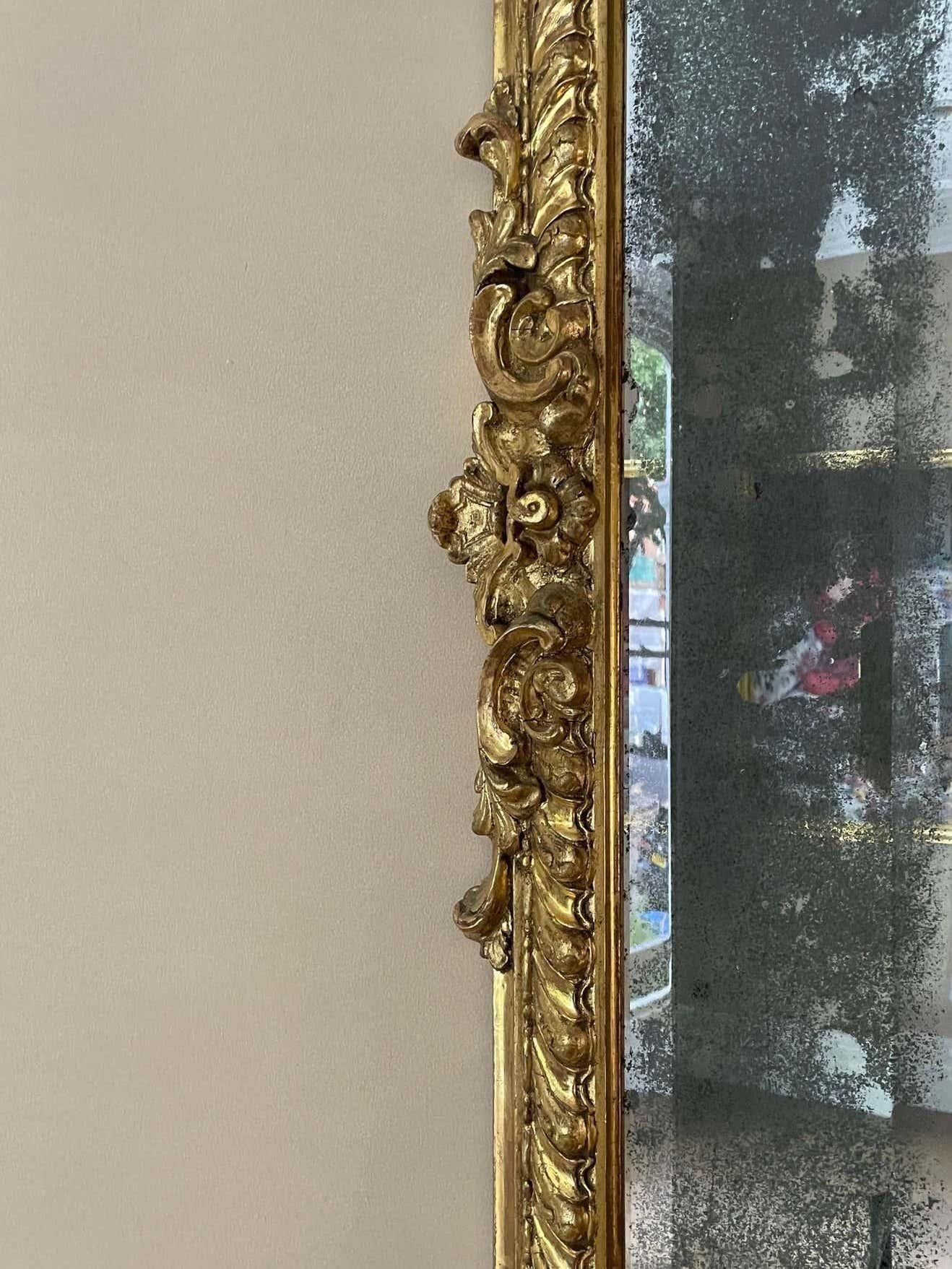 Giltwood A Monumental French Gilt Cushion Panel Mirror 