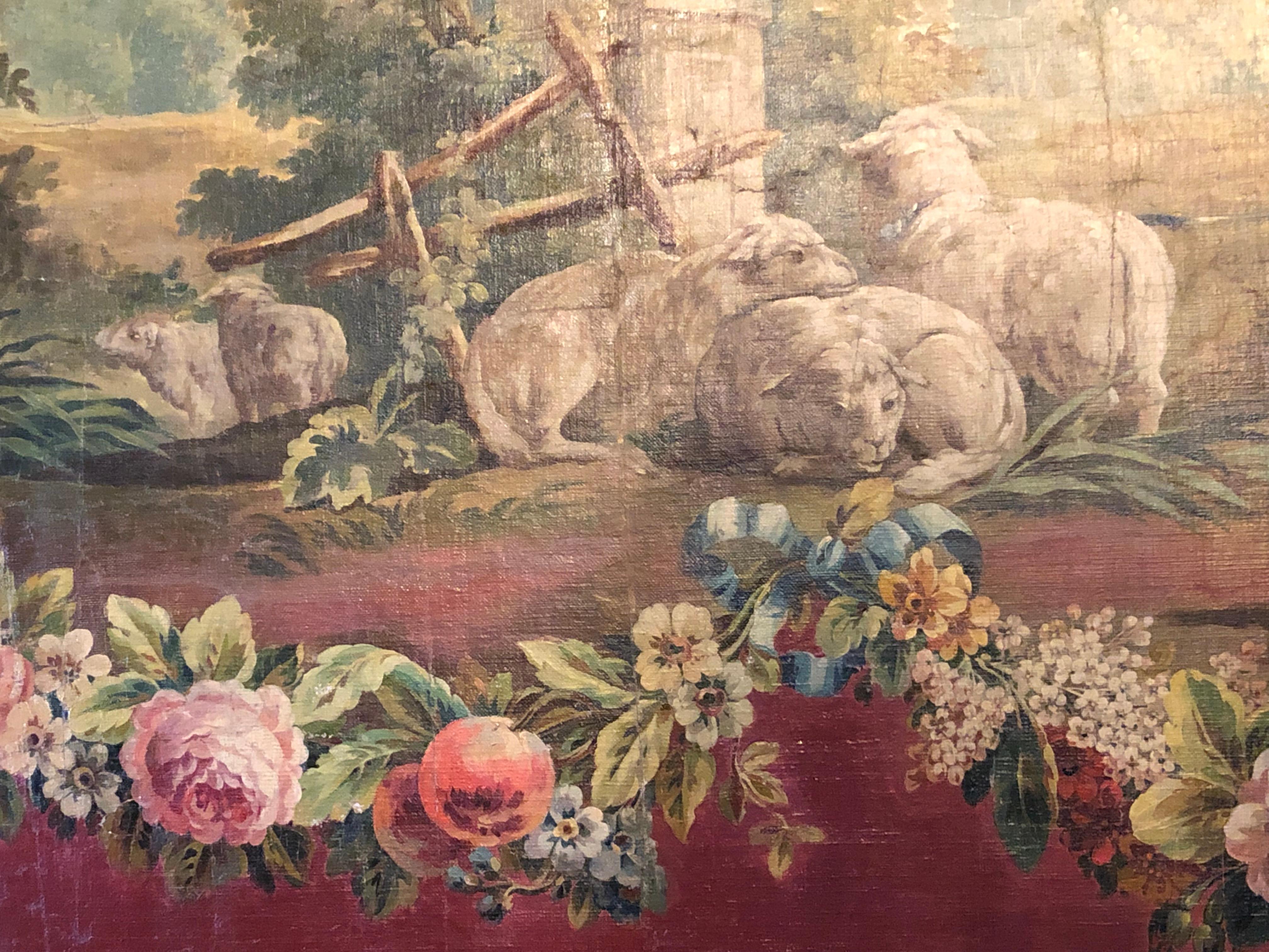 Monumentales französisches Ölgemälde auf Leinwand, Lovers in the Field, 19. bis 20. Jahrhundert im Angebot 4